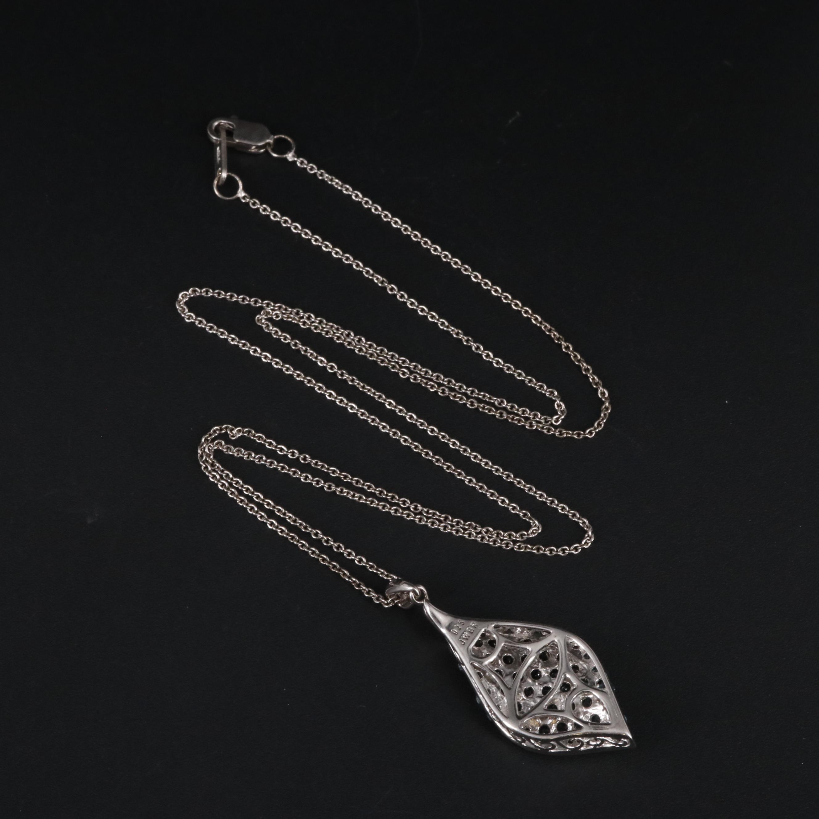 Sterling Topaz and Diamond Pendant Necklace