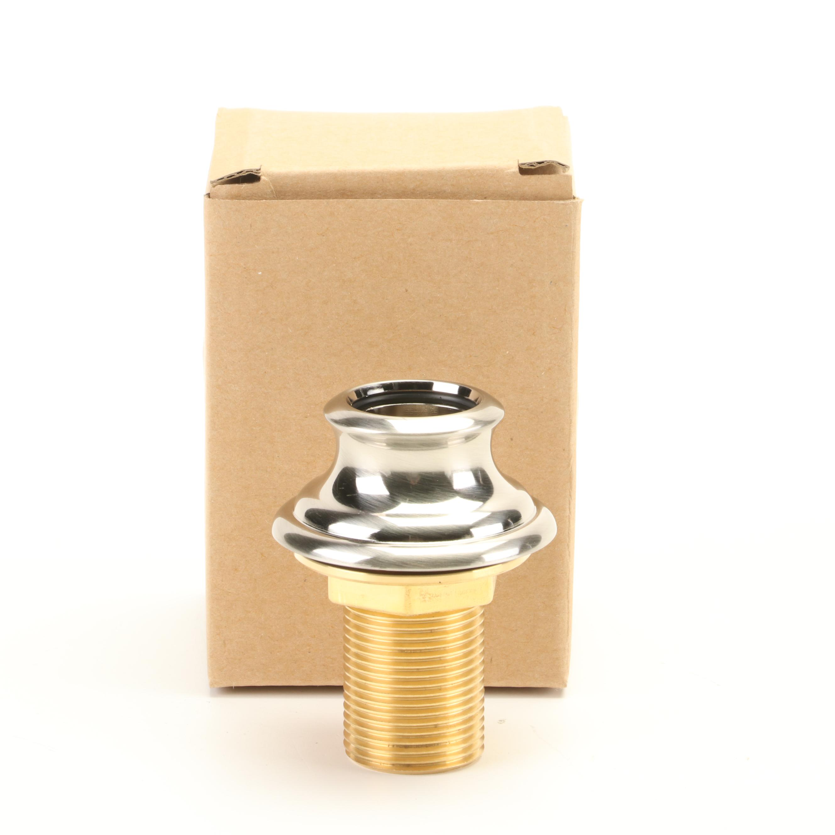 Brushed Nickel Deck Mount Bridge Faucet with Handspray and Deep Strainer Basket