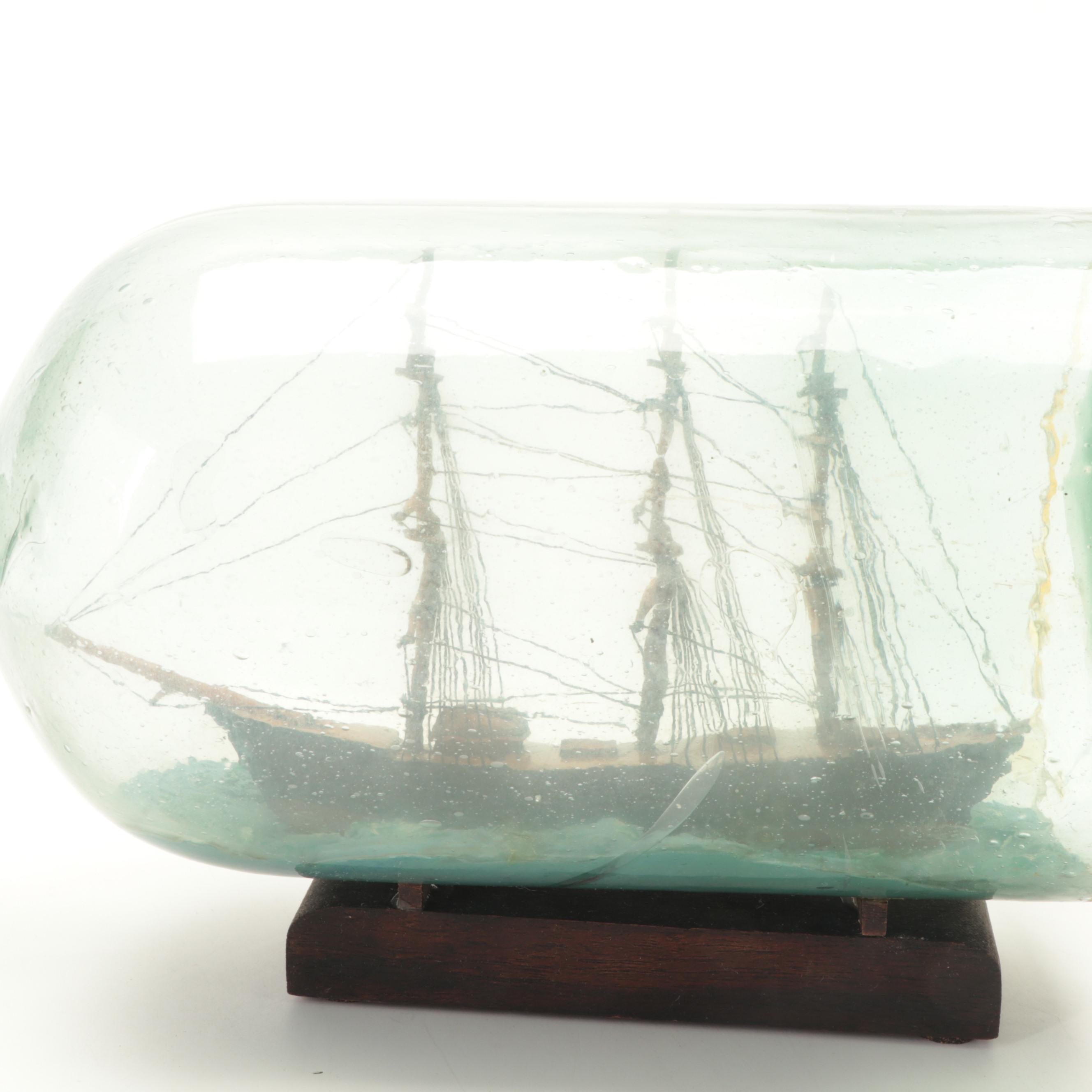 Model of a Barque Ship in a Bottle, 19th Century