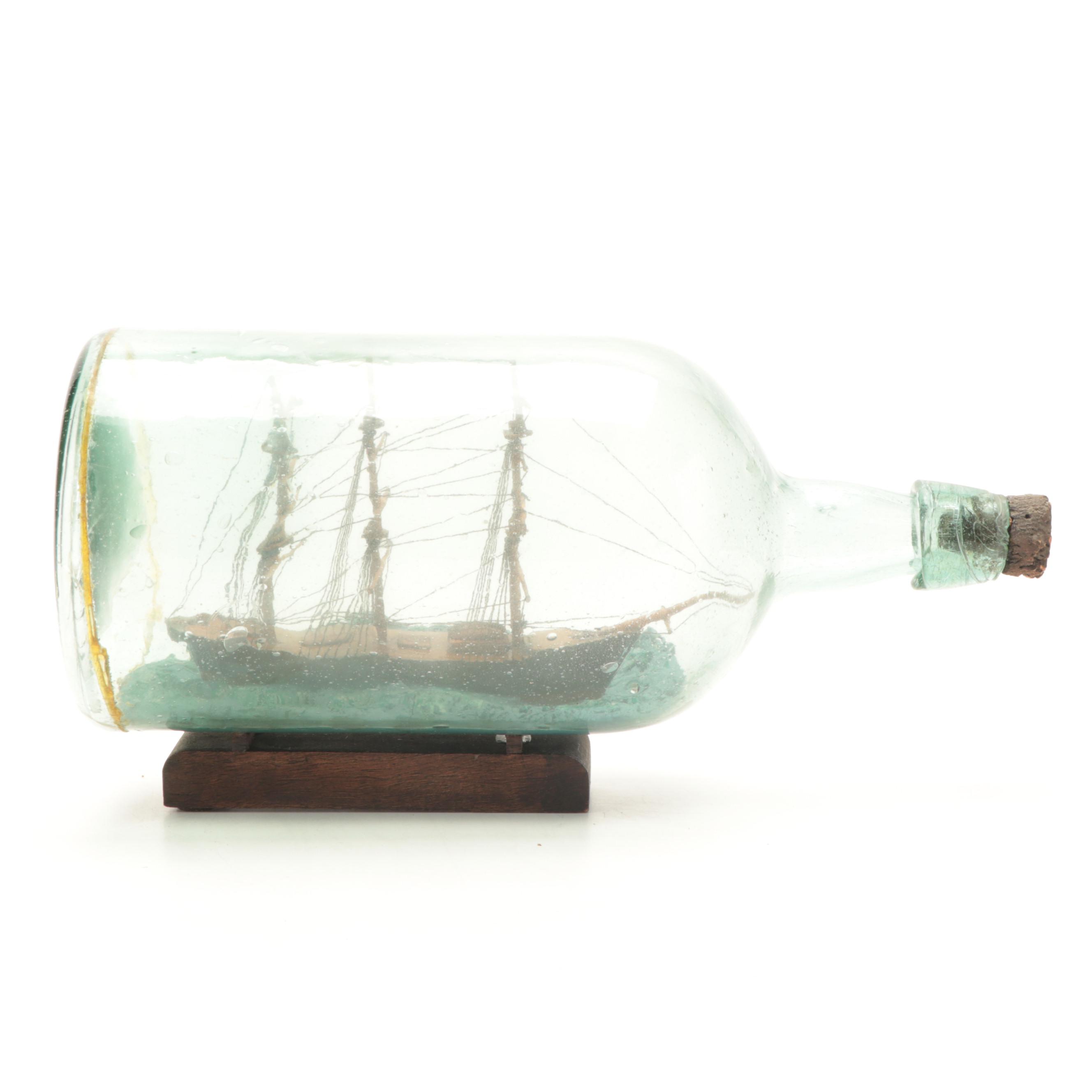 Model of a Barque Ship in a Bottle, 19th Century