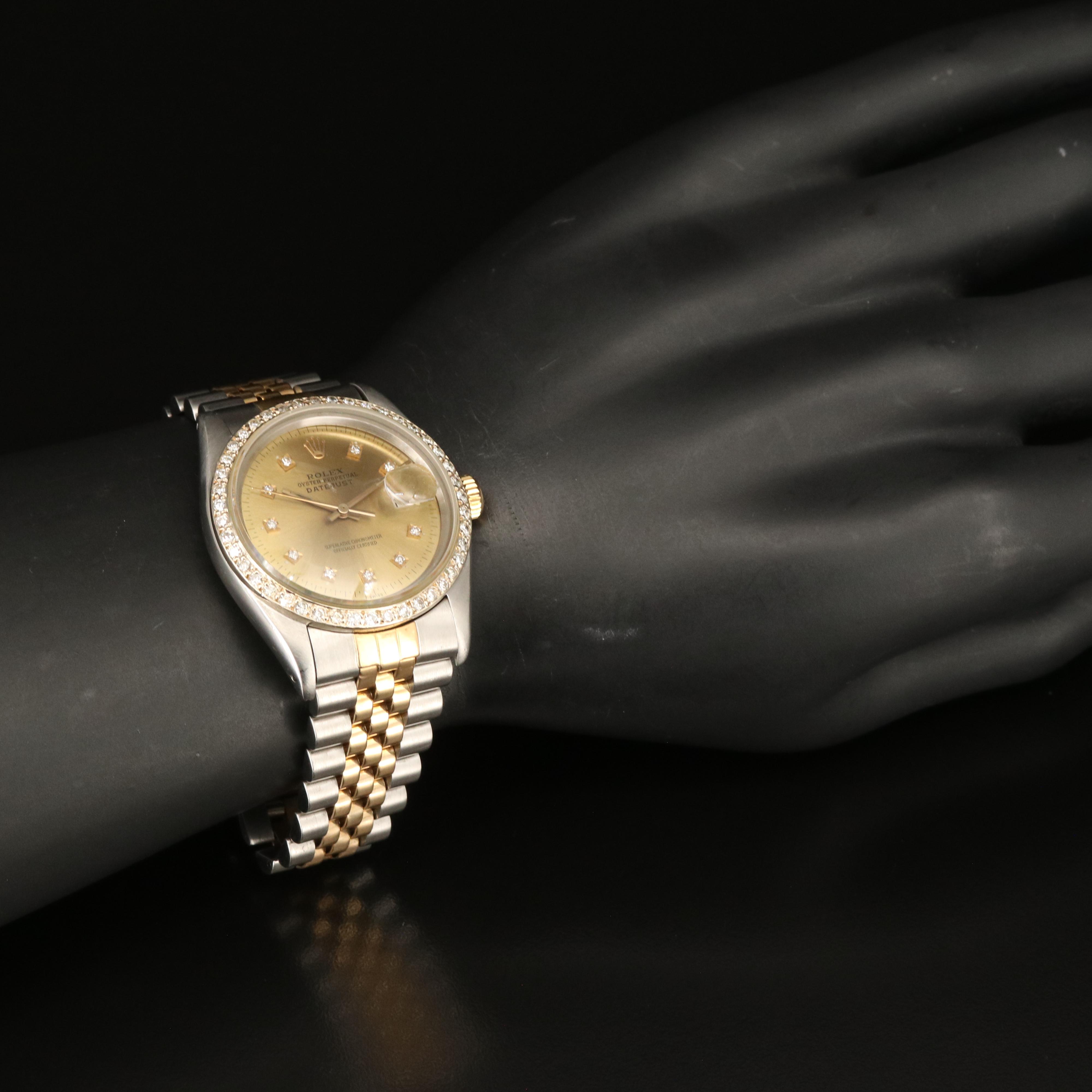 1978 Rolex Oyster Perpetual 1.22 CTW Diamond Dial and Bezel Watch with Date