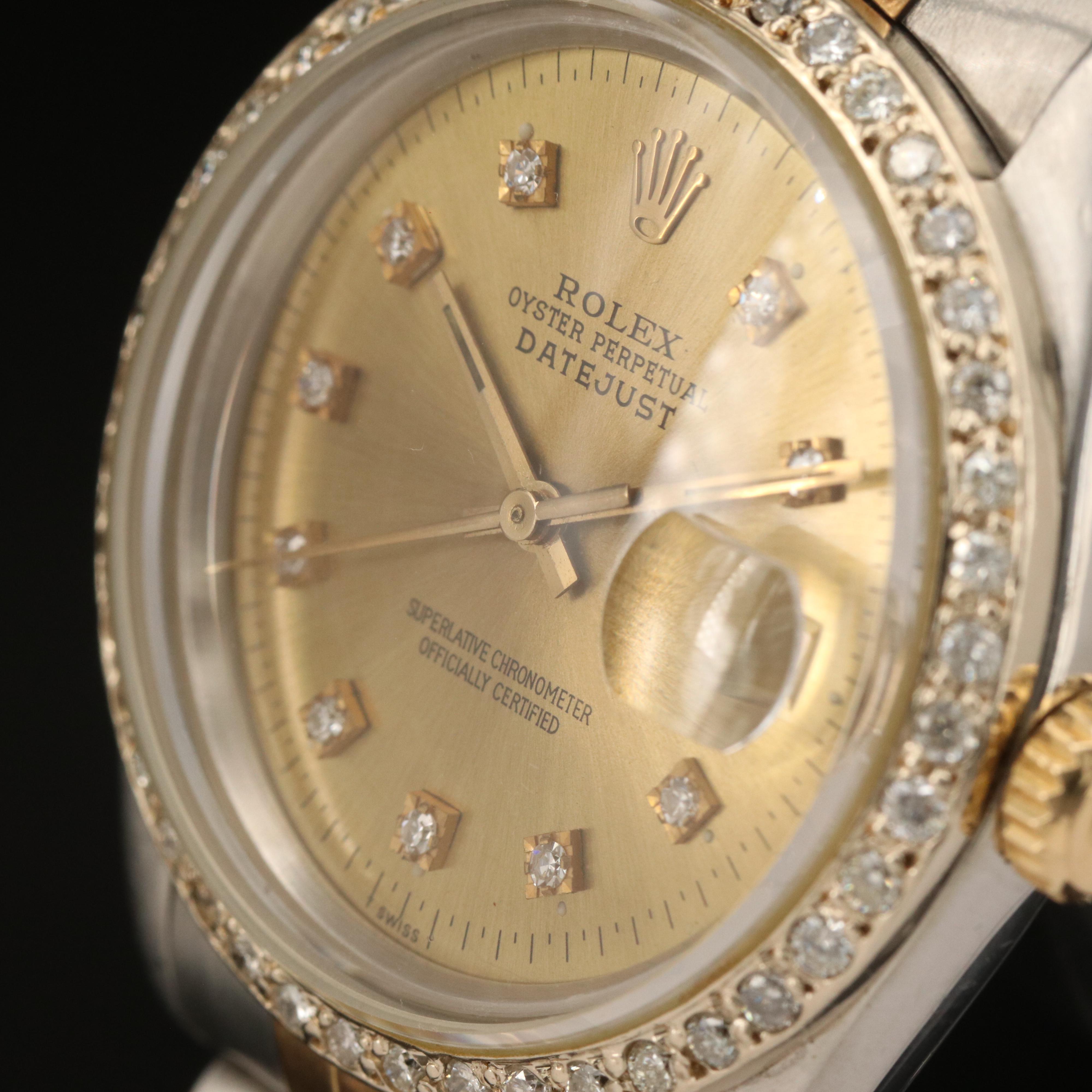 1978 Rolex Oyster Perpetual 1.22 CTW Diamond Dial and Bezel Watch with Date