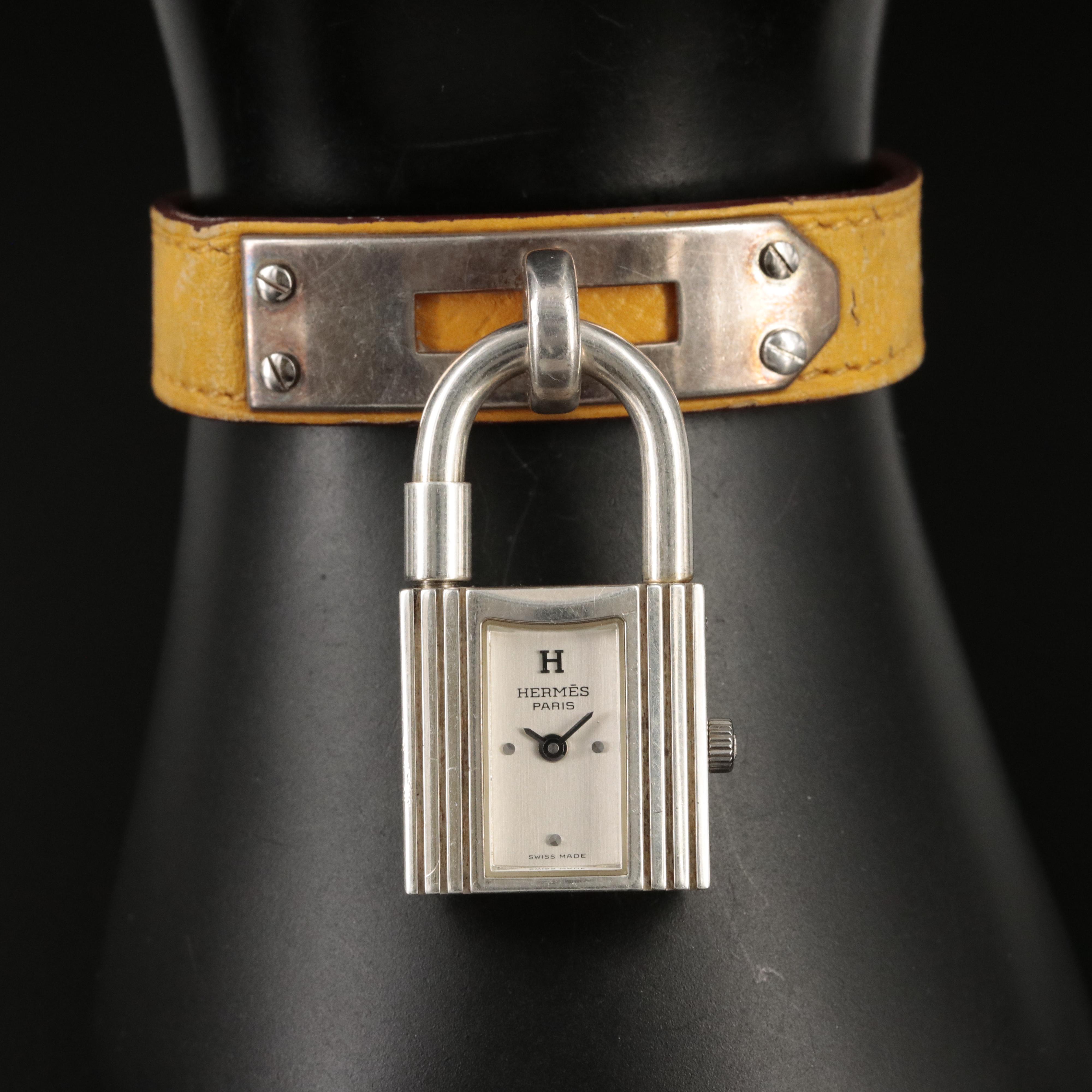 Hermès Sterling Silver Kelly Lock Watch