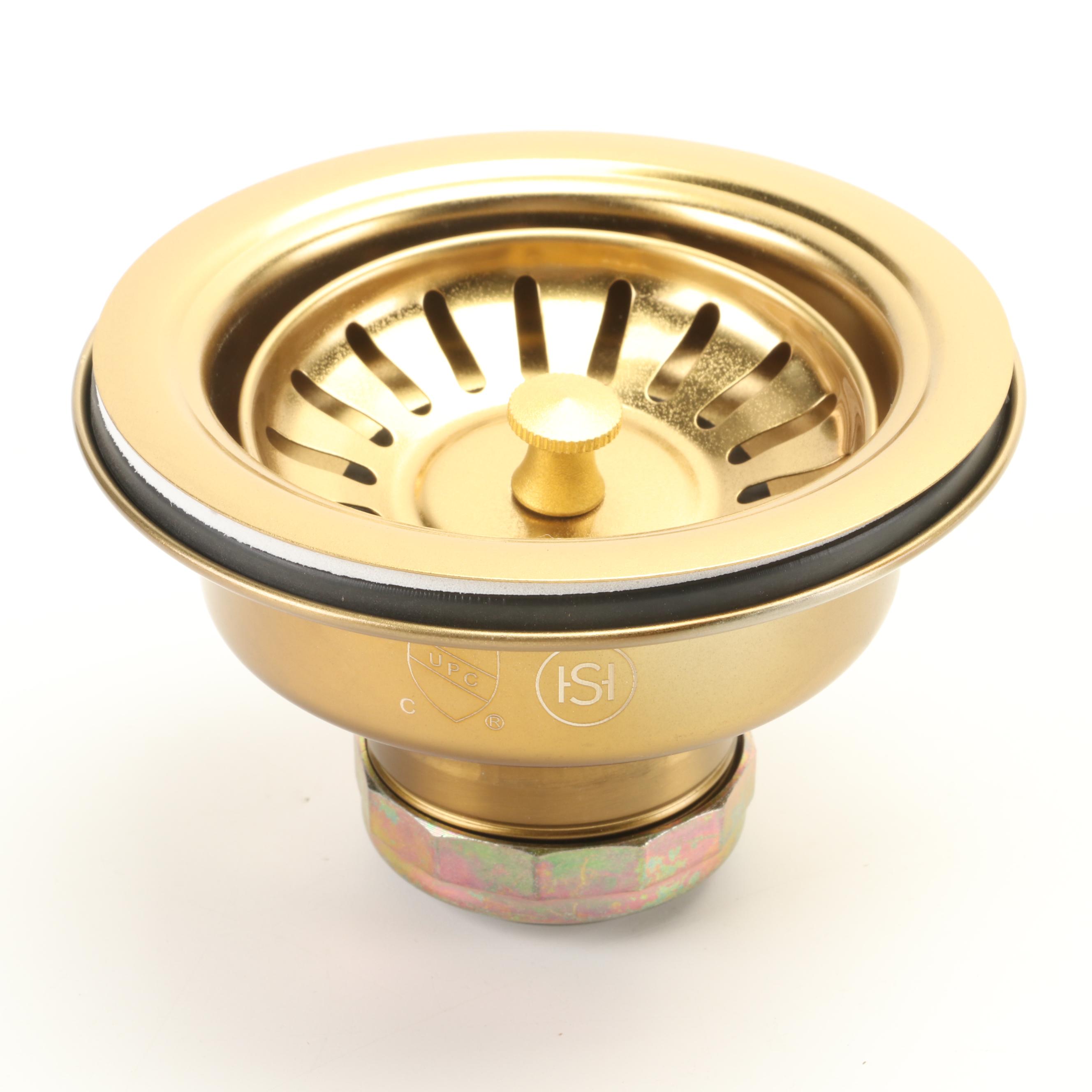 Brushed Gold Pull Down Kitchen Faucet and Strainer Sink Basket