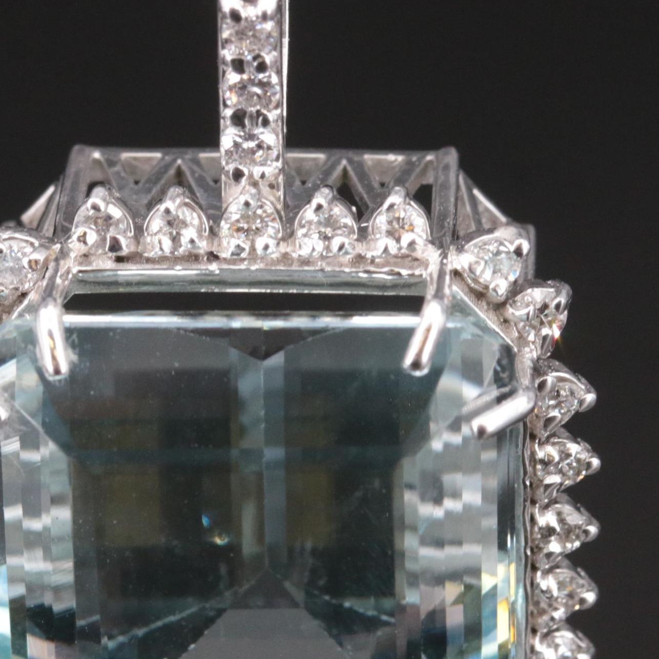 Platinum 47.42 CT Aquamarine and Diamond Pendant Necklace