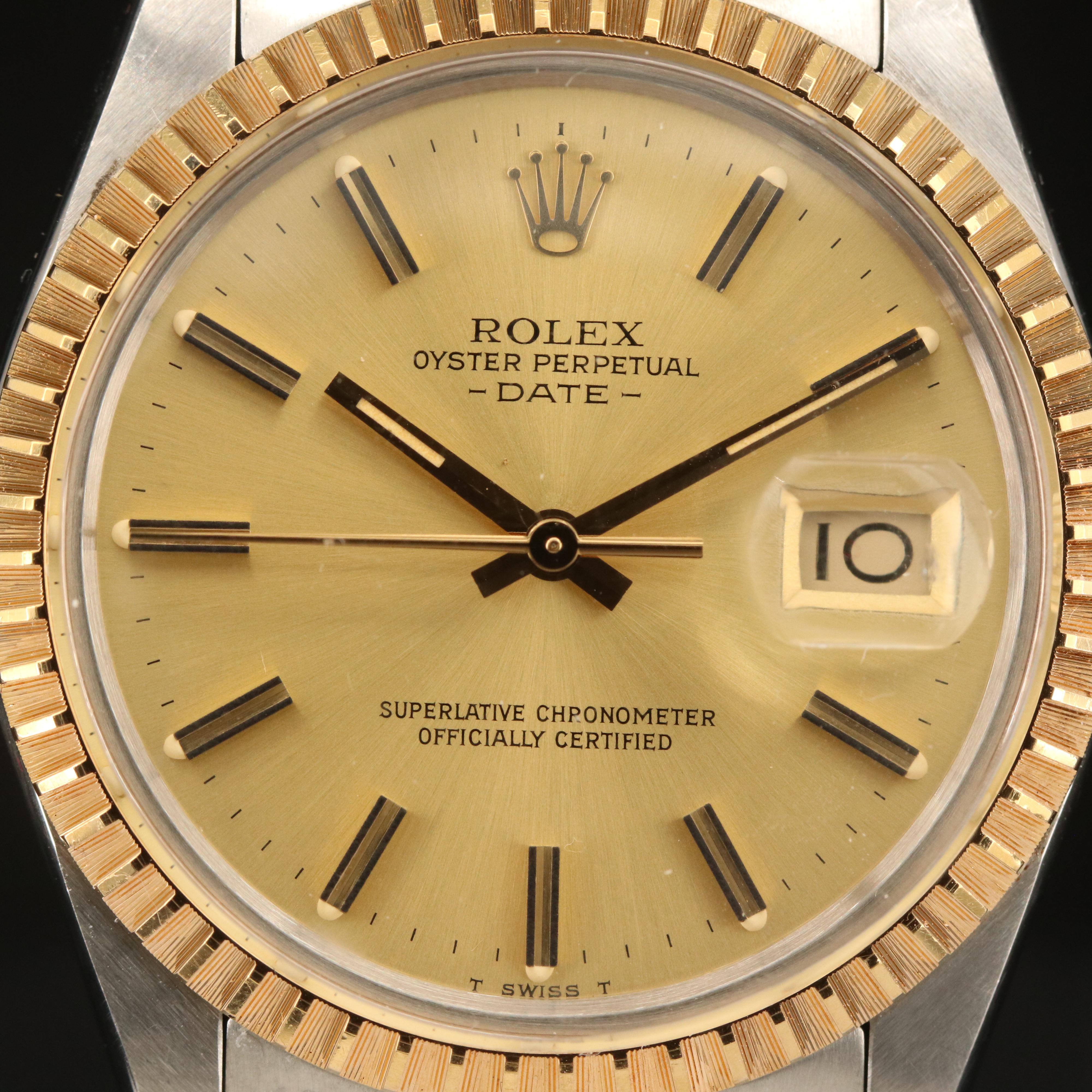 1984 Rolex 18K and Stainless Steel Oyster Perpetual Date Watch