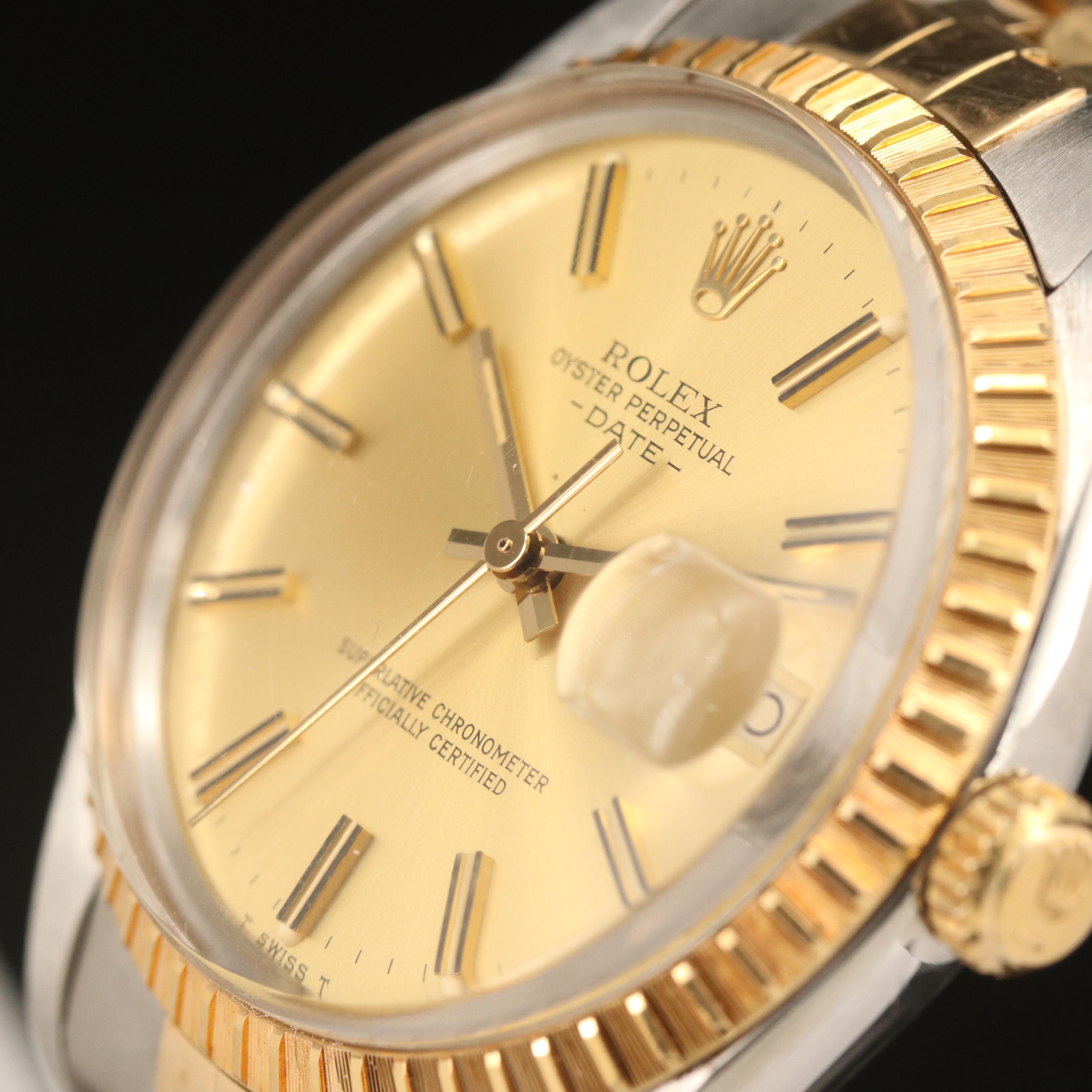 1984 Rolex 18K and Stainless Steel Oyster Perpetual Date Watch