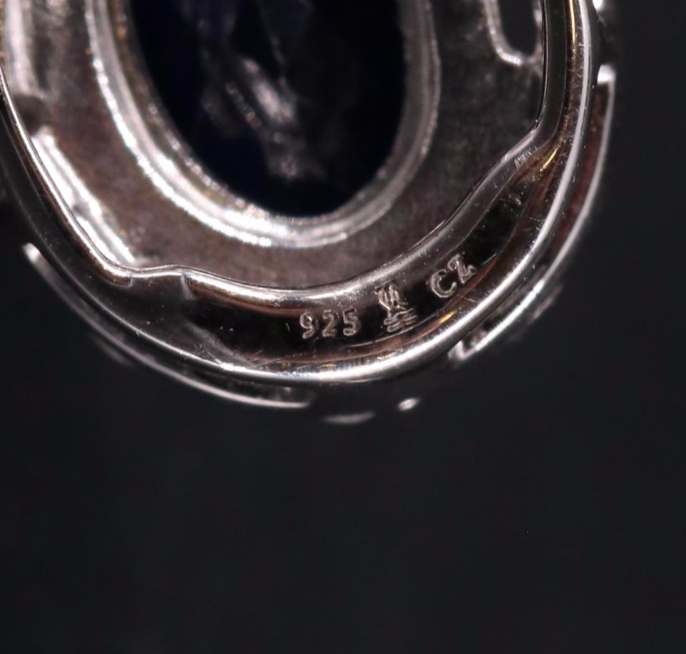 Sterling Sapphire and Cubic Zirconia Pendant Necklace