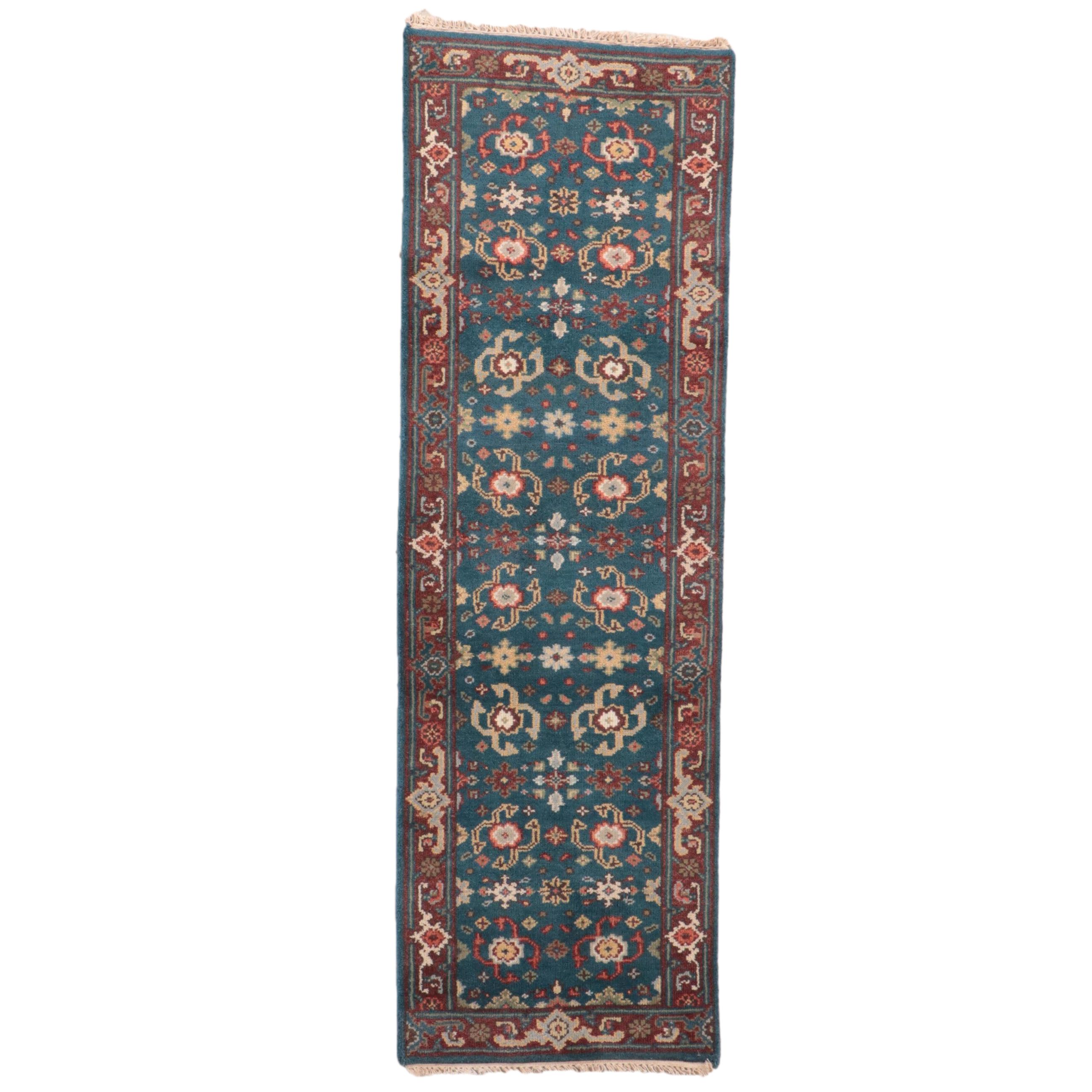 2'8 x 8'1 Hand-Knotted Indo-Turkish Oushak Style Carpet Runner