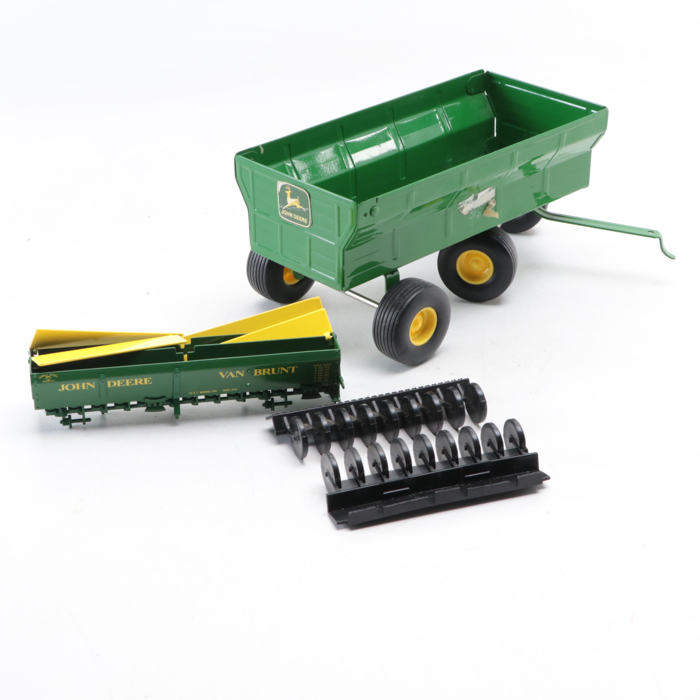 Ertl with Other Diecast Toy Tractors, Plow, Grain Wagon and Grain Drill