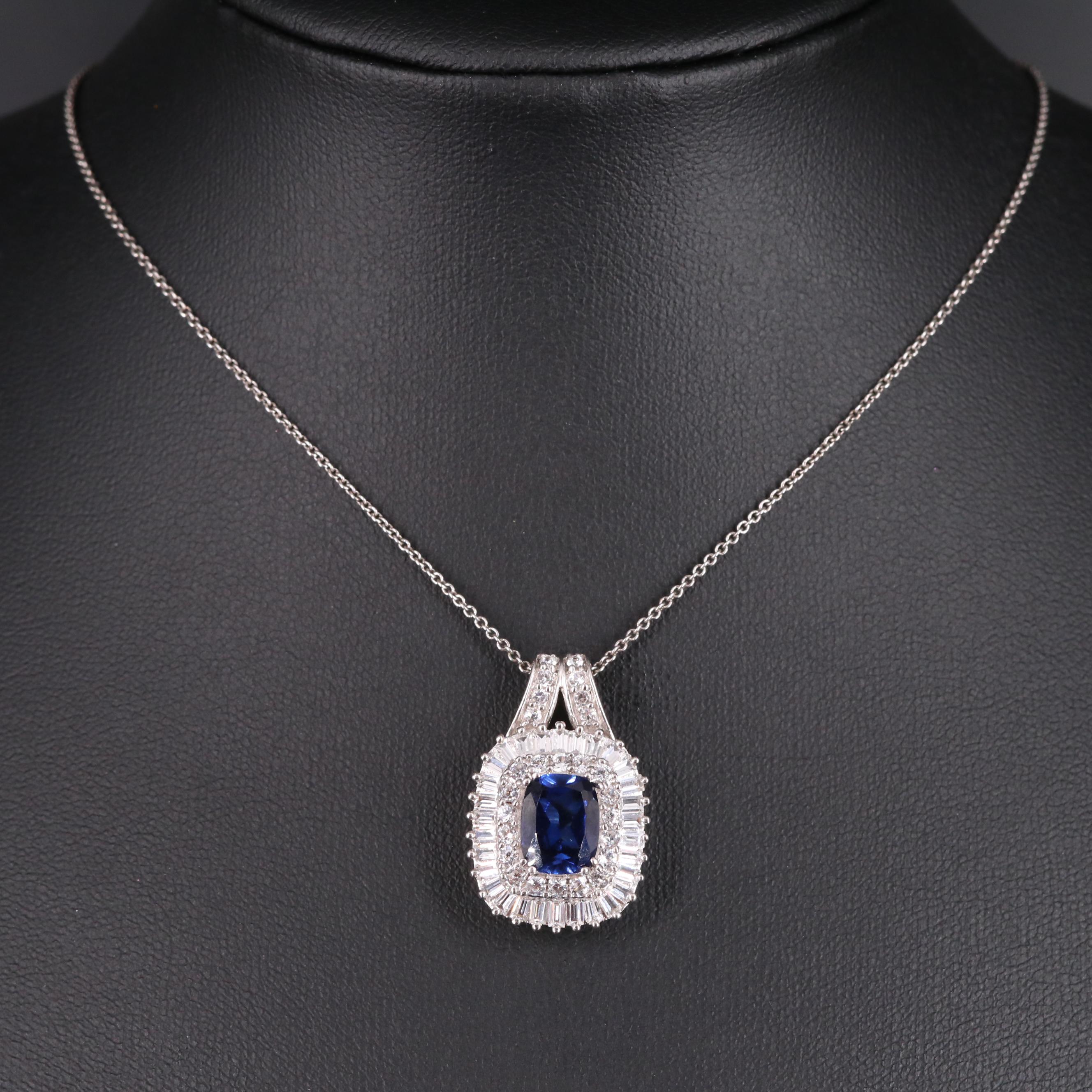 Sterling Silver Sapphire Pendant Necklace