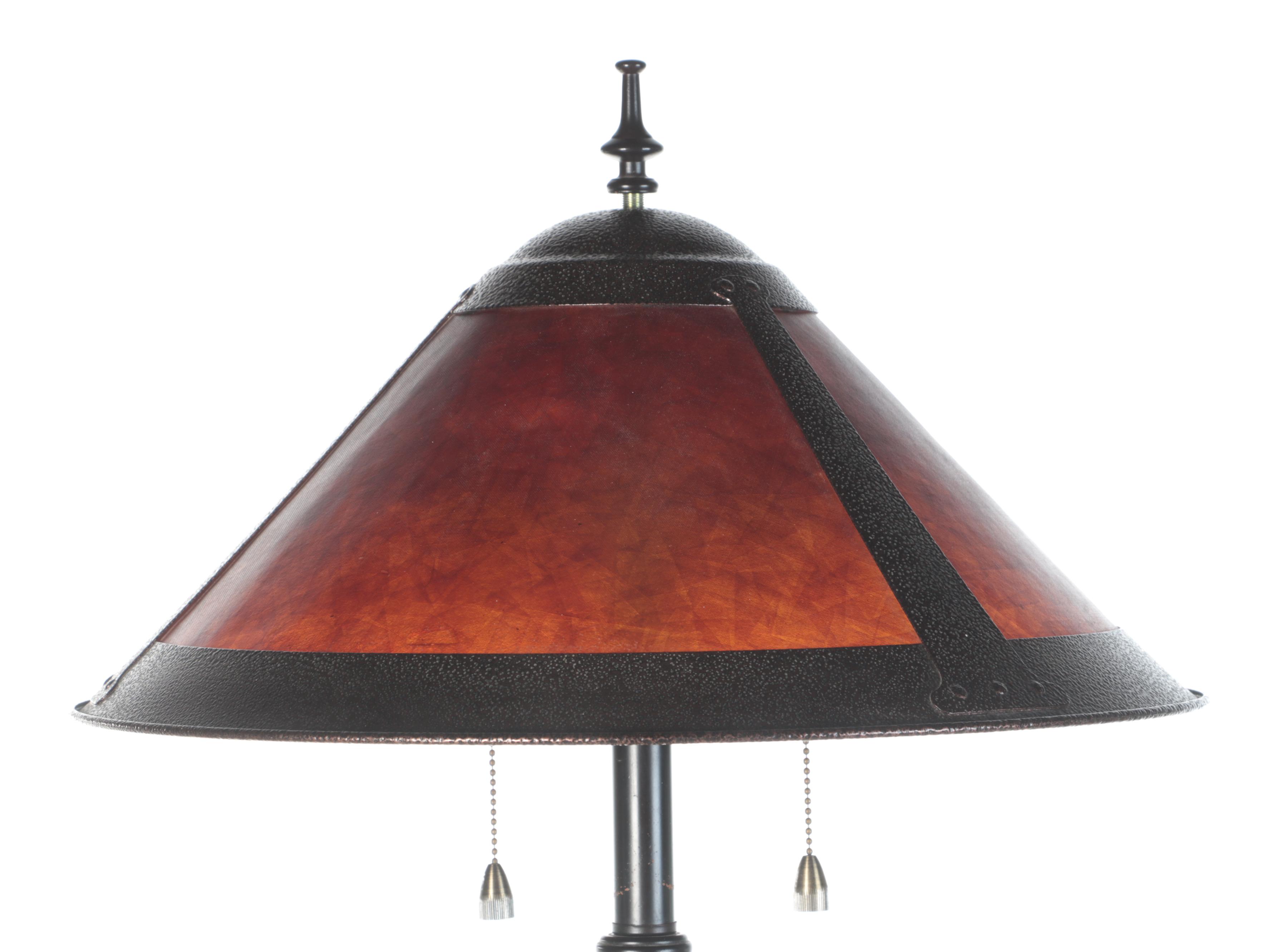 Oil Rubbed Bronze Spiral Twist Metal Floor Lamp With Mica Shade, 21st Century