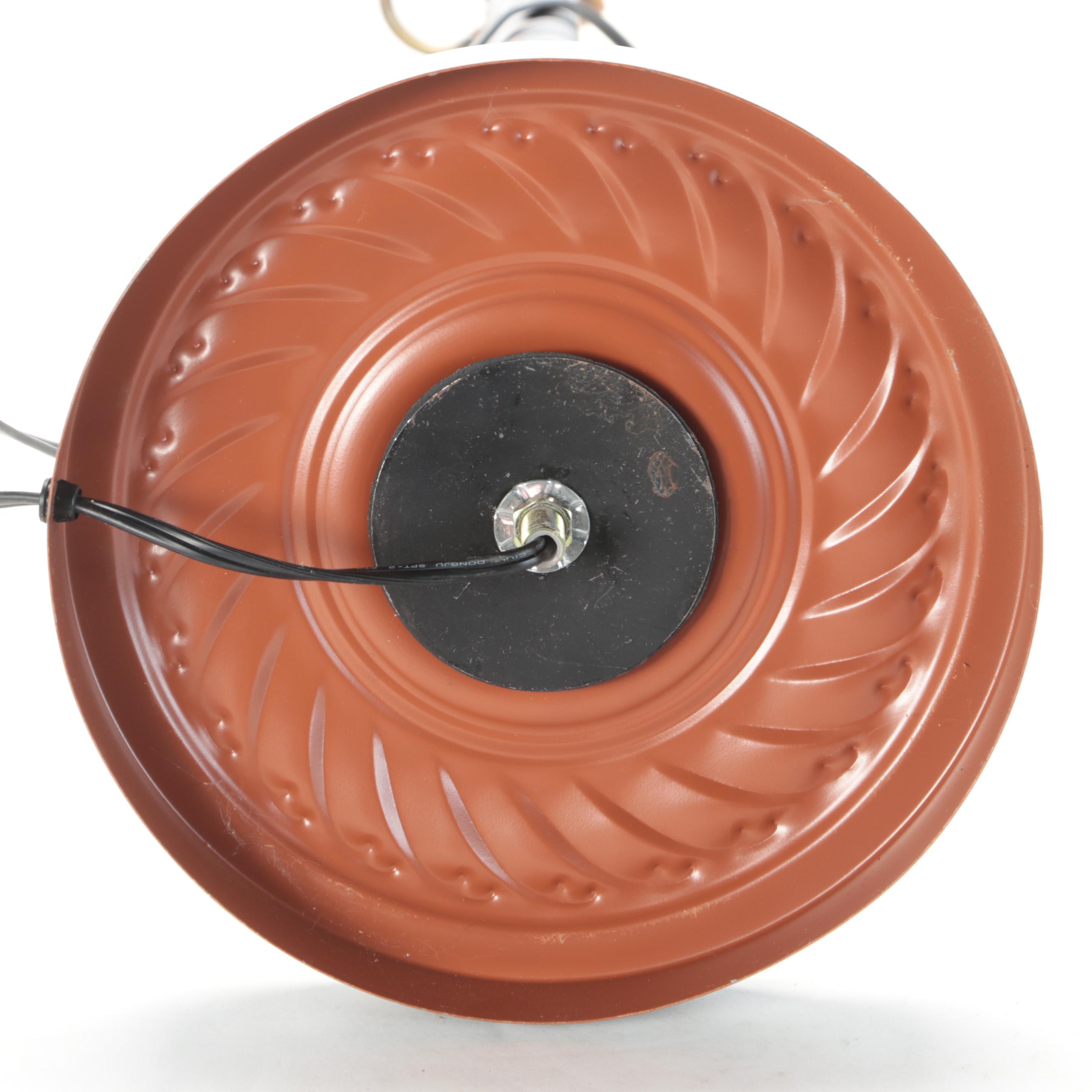 Oil Rubbed Bronze Spiral Twist Metal Floor Lamp With Mica Shade, 21st Century