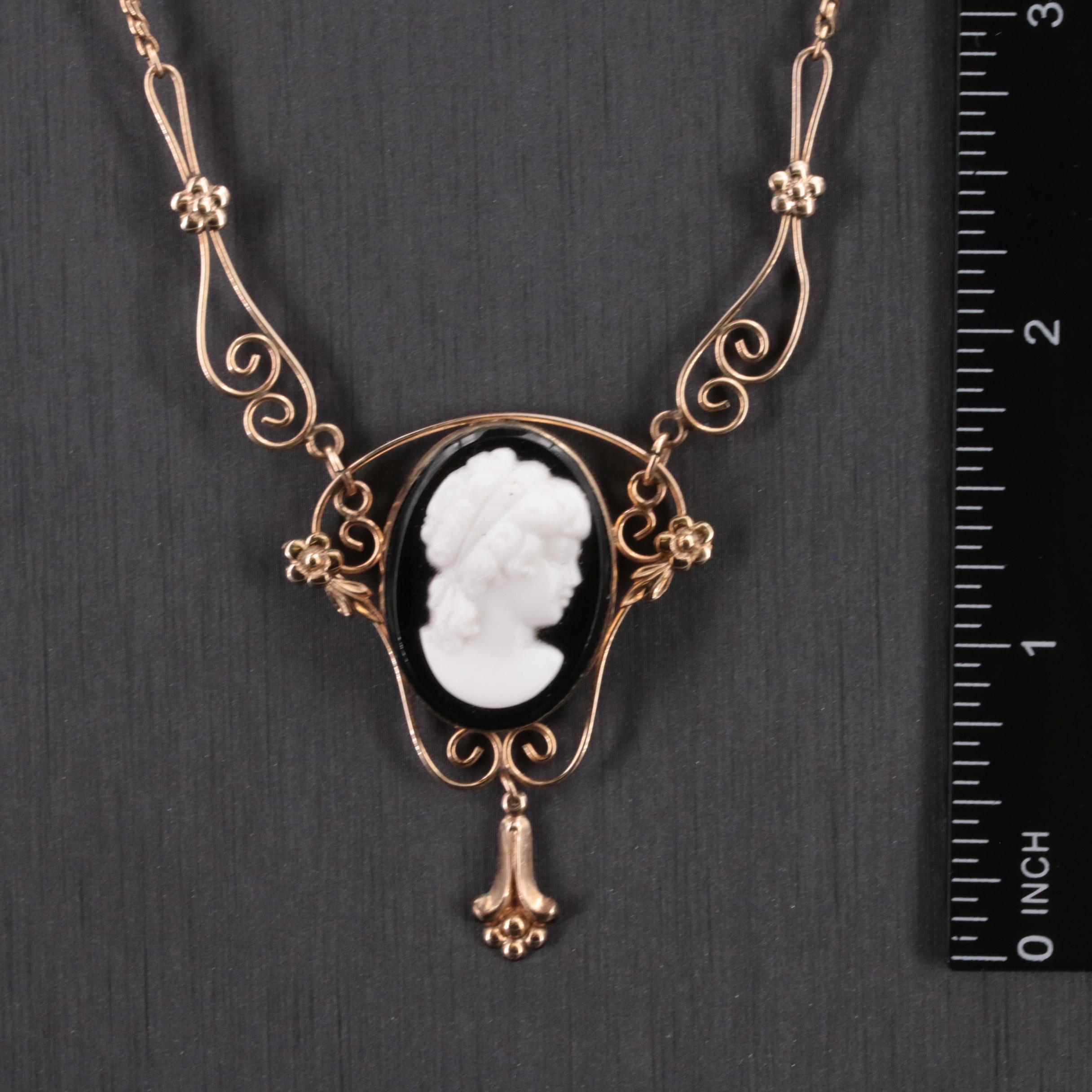 Vintage Van Dell Gold-Filled Cameo Necklace and Earring Set