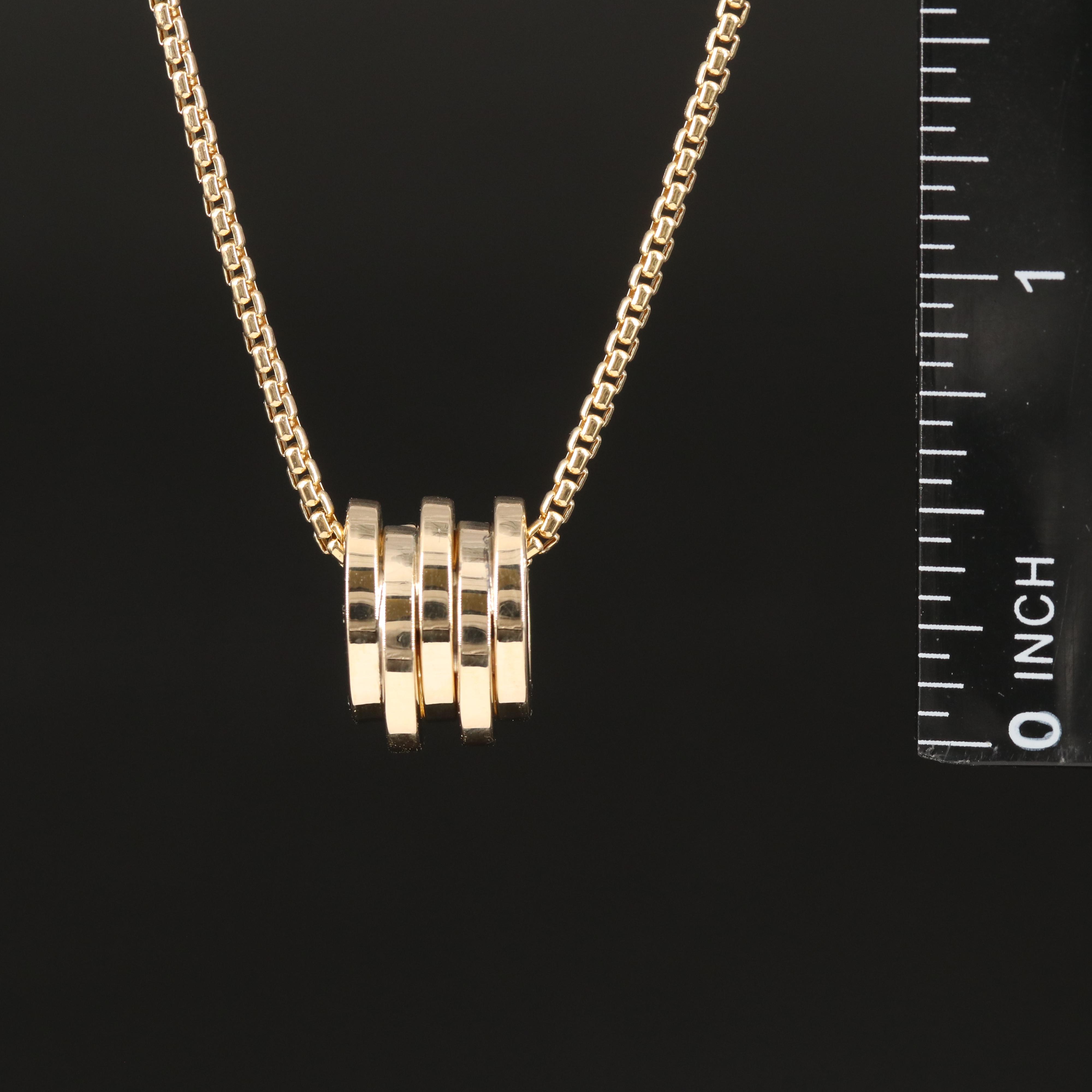14K Five Ring Pendant Necklace