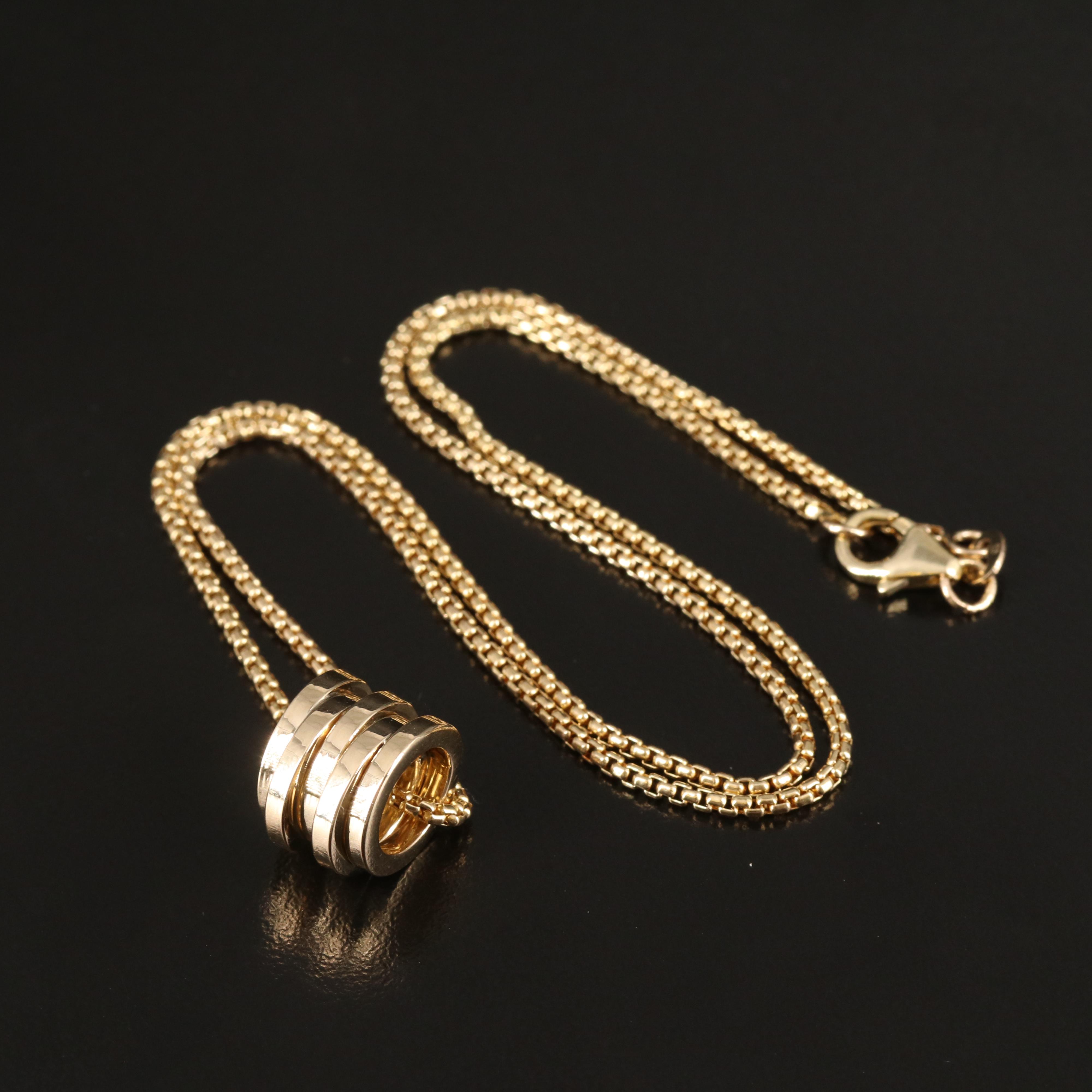 14K Five Ring Pendant Necklace