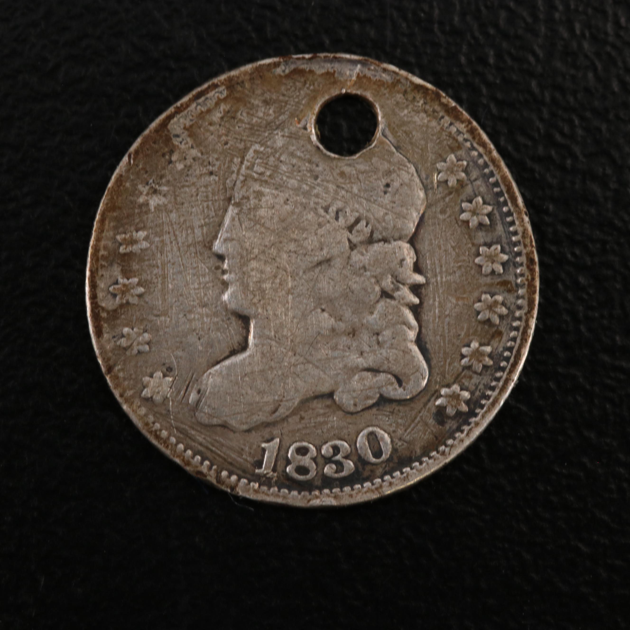 Ten American Silver Coins Including an 1830 Capped Bust Half Dime