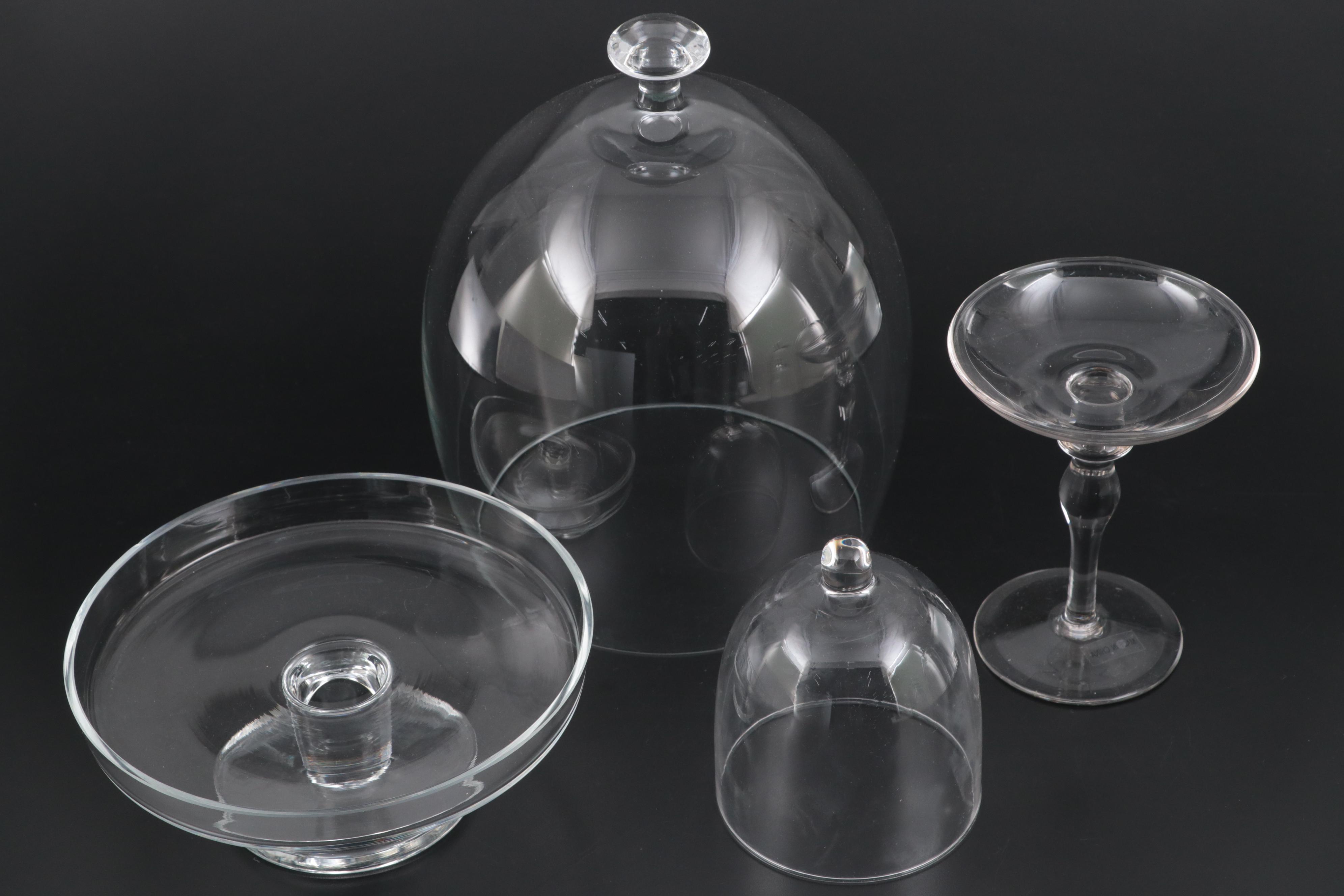 Clear Glass Cloches with Pedestal Stands