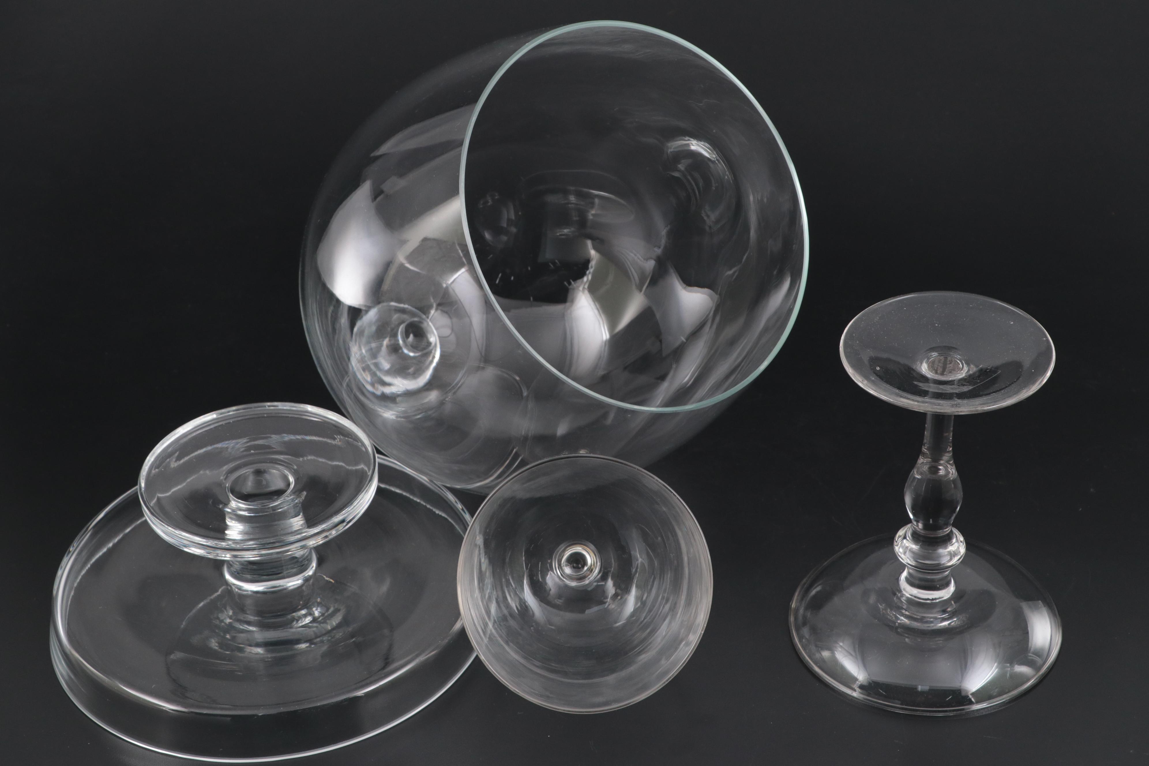 Clear Glass Cloches with Pedestal Stands