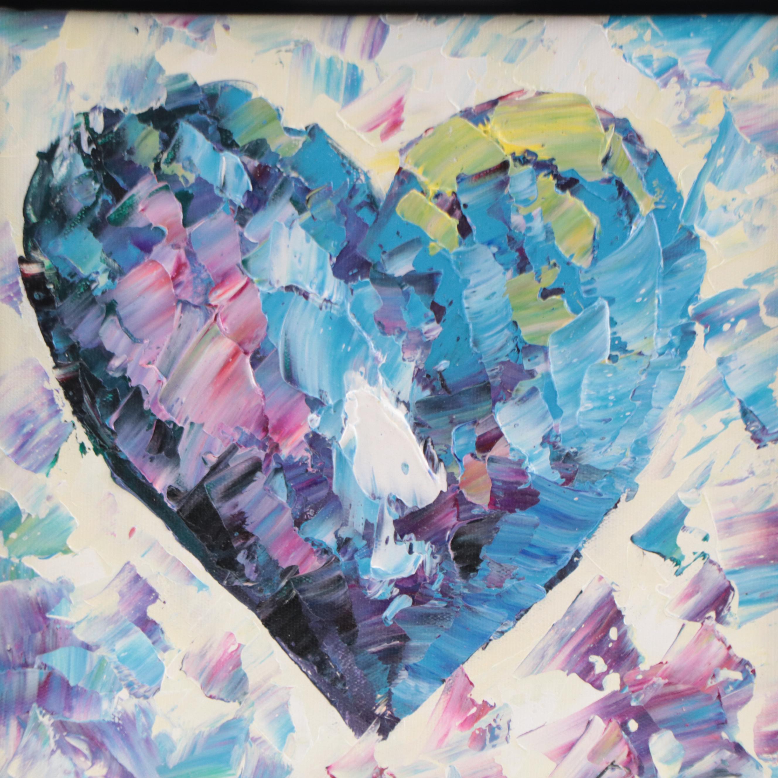 Bing Acrylic Painting of Heart, 21st Century