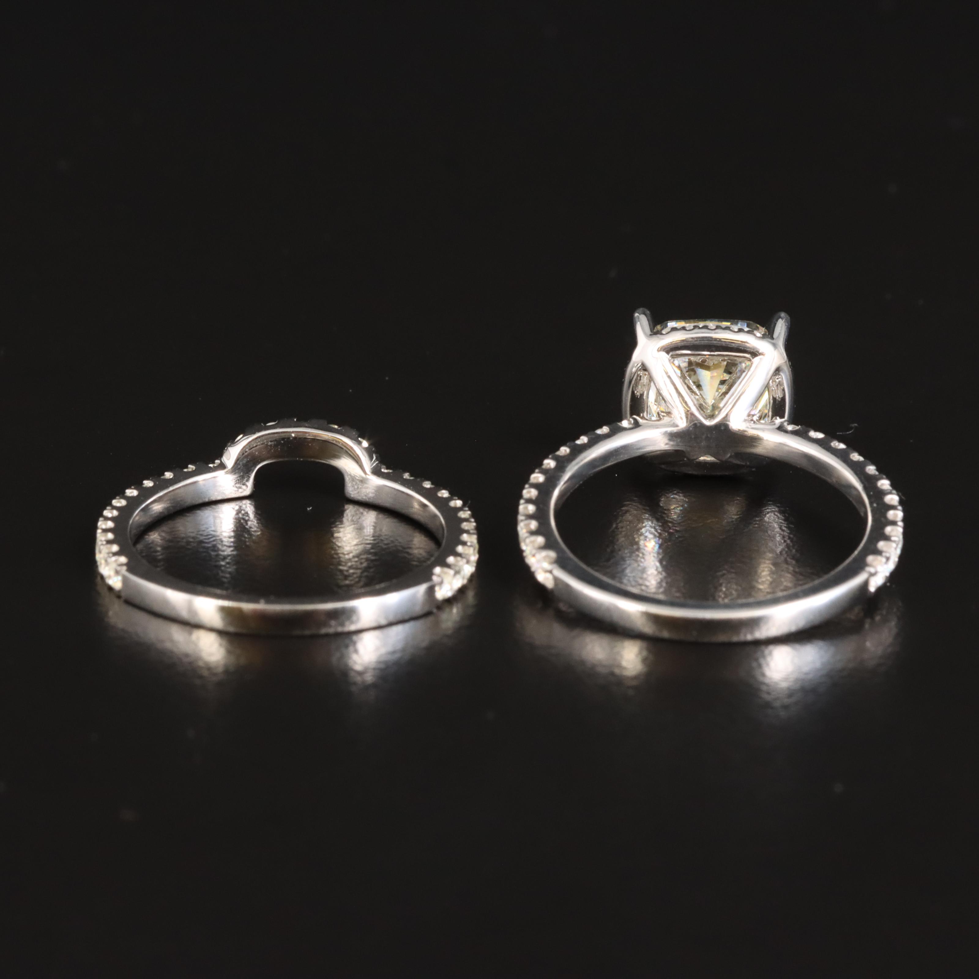 14K 3.79 CTW Lab Grown Diamond Ring Set with Online Digital IGI Report