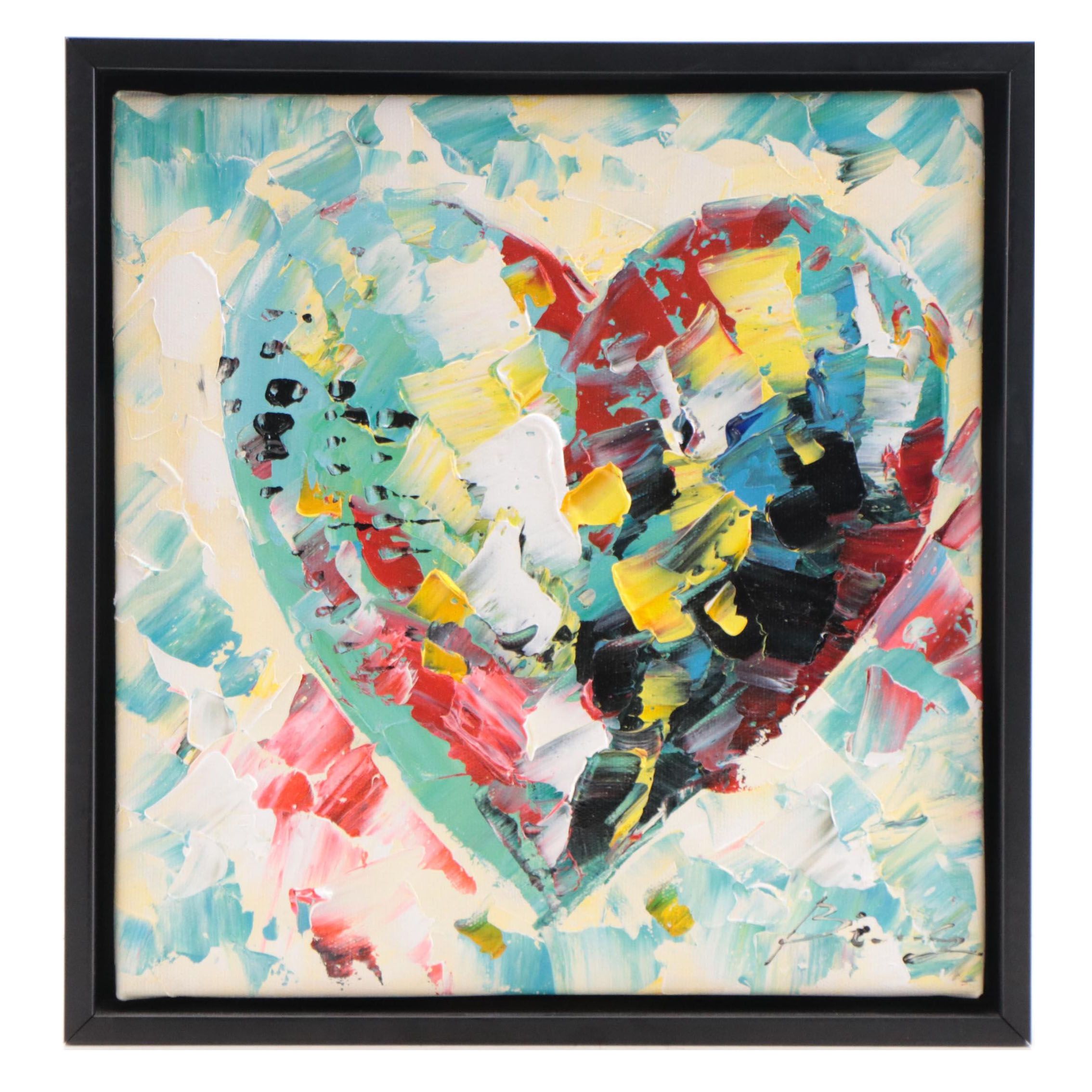Bing Acrylic Painting of Heart, 21st Century