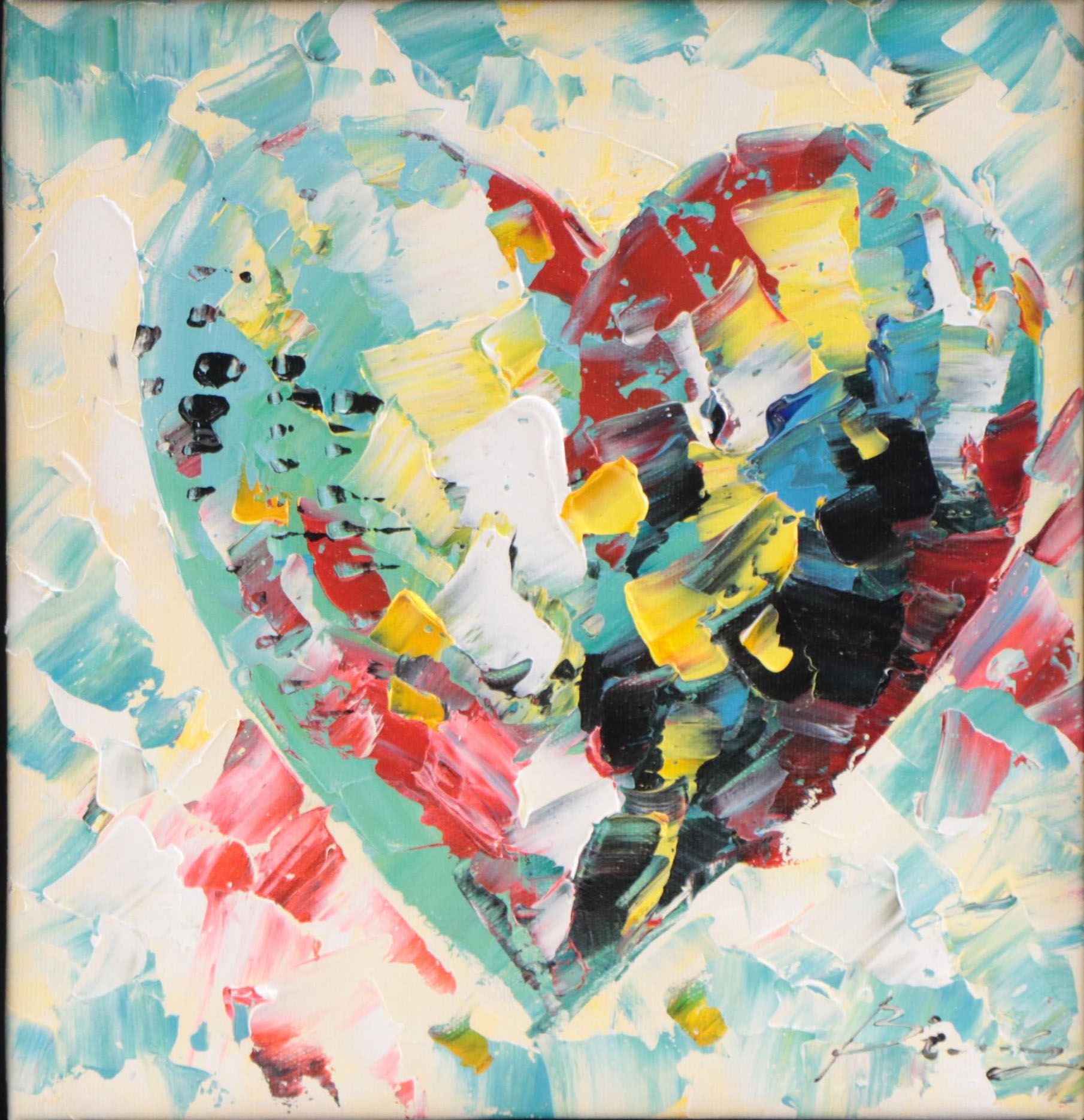 Bing Acrylic Painting of Heart, 21st Century