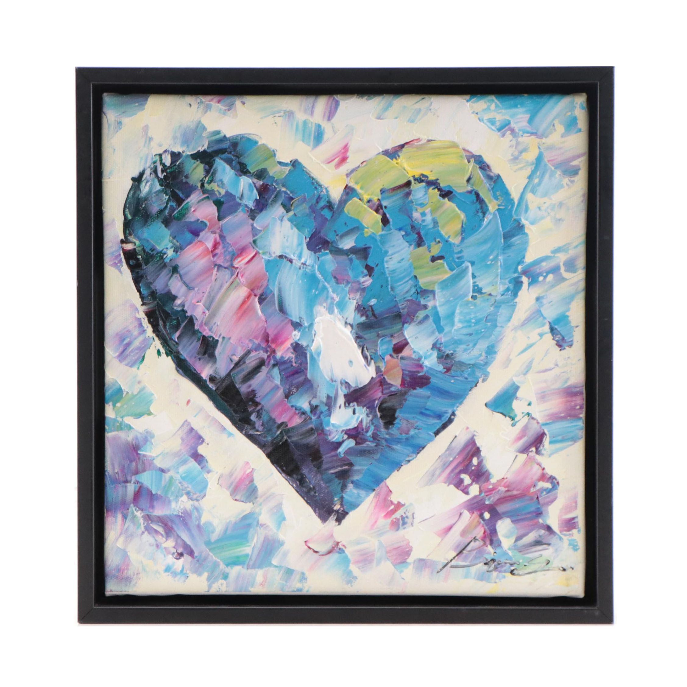 Bing Acrylic Painting of Heart, 21st Century