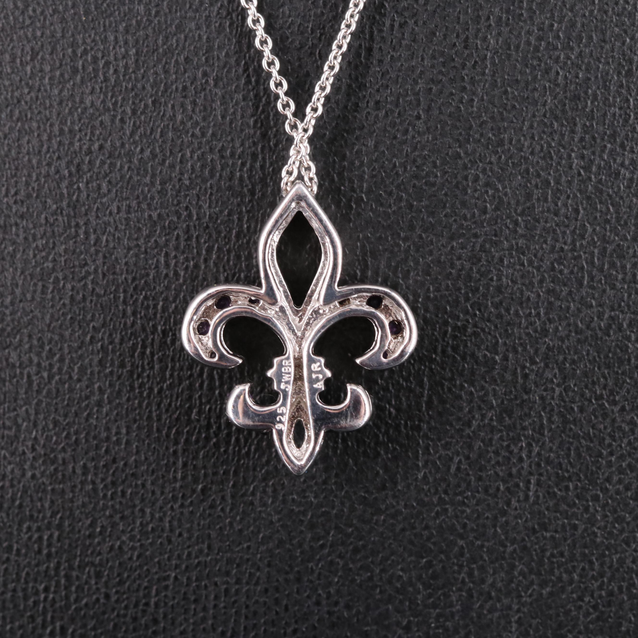 Sterling Silver Amethyst and Diamond Pendant Necklace