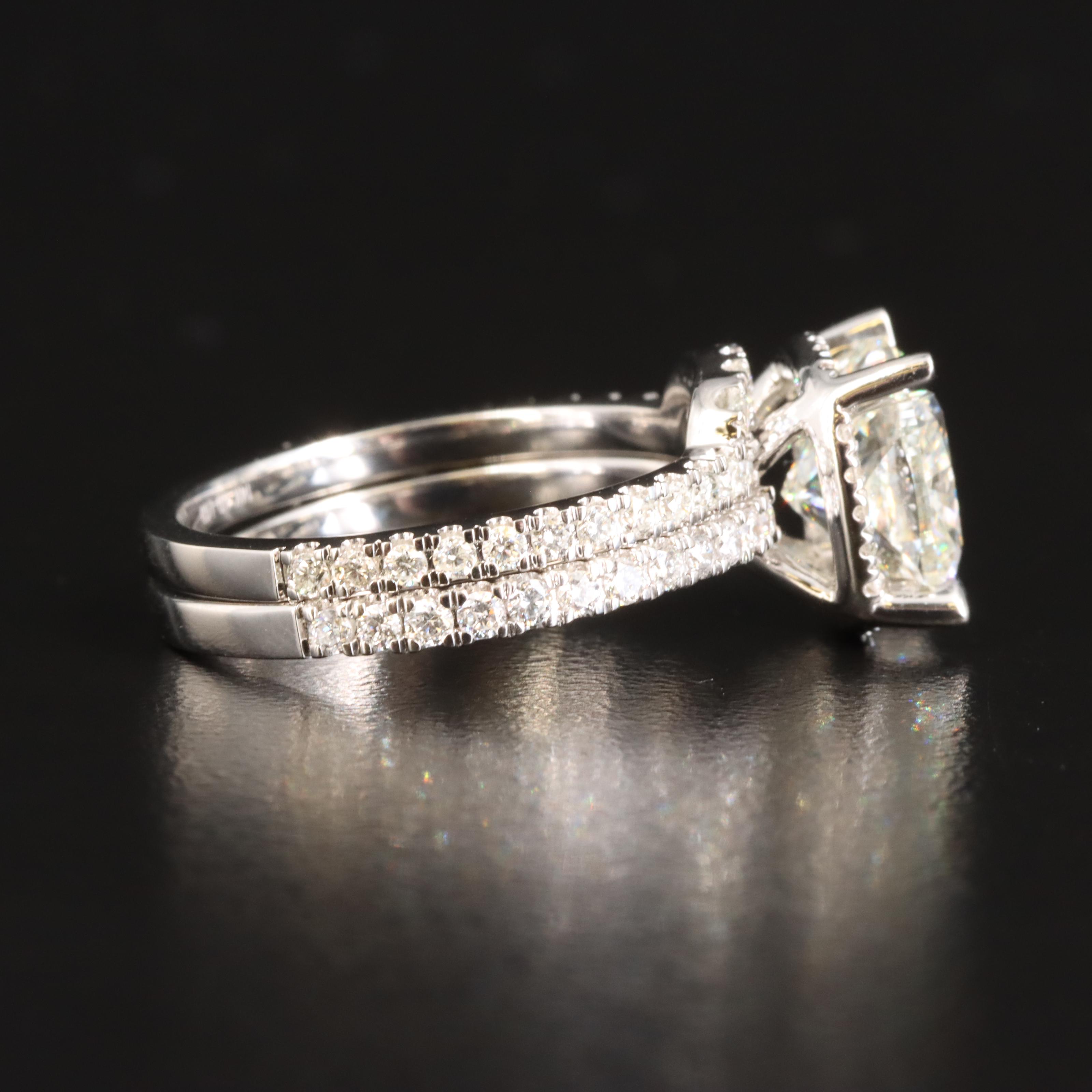 14K 3.80 CTW Lab Grown Diamond Ring Set with Online Digital IGI Report