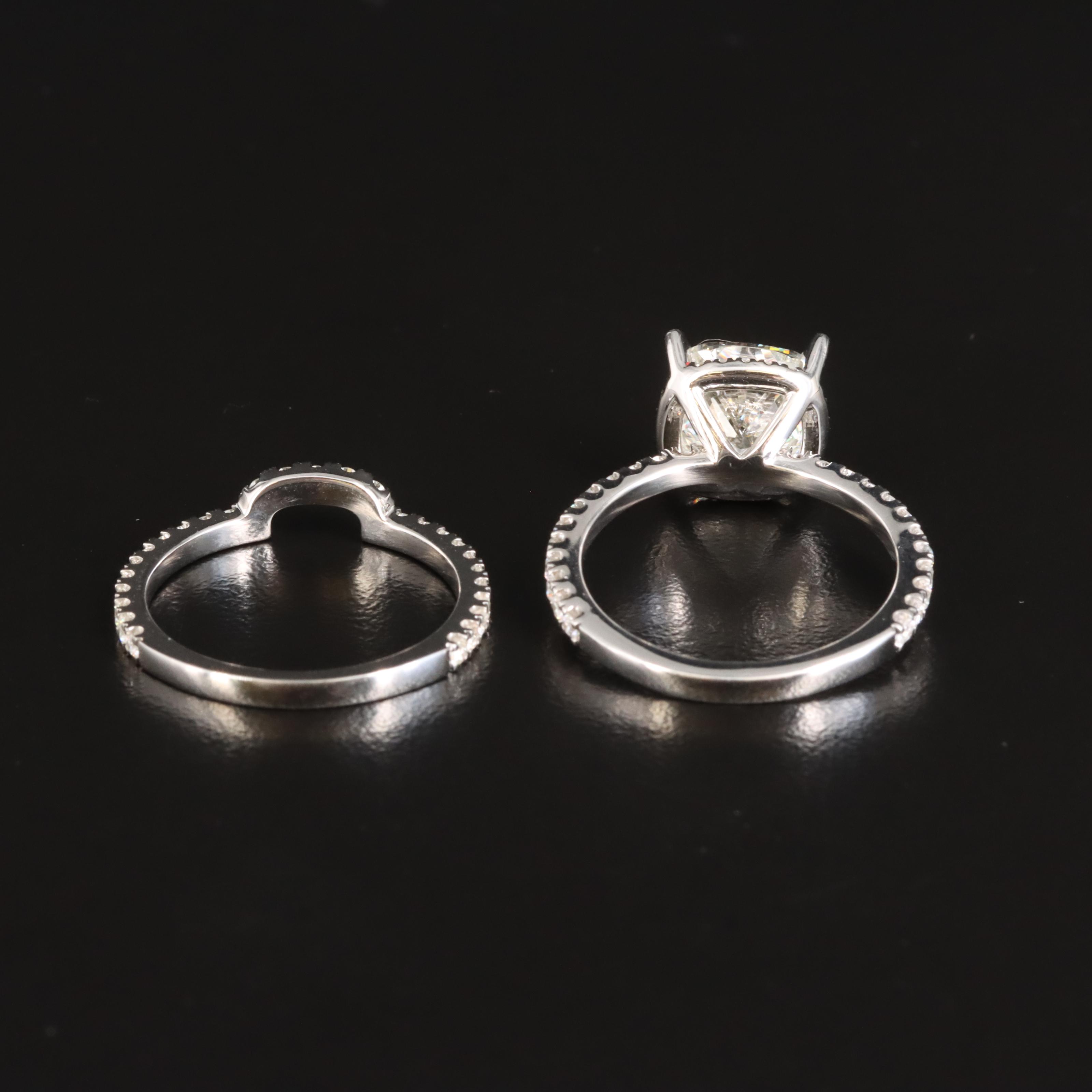 14K 3.80 CTW Lab Grown Diamond Ring Set with Online Digital IGI Report