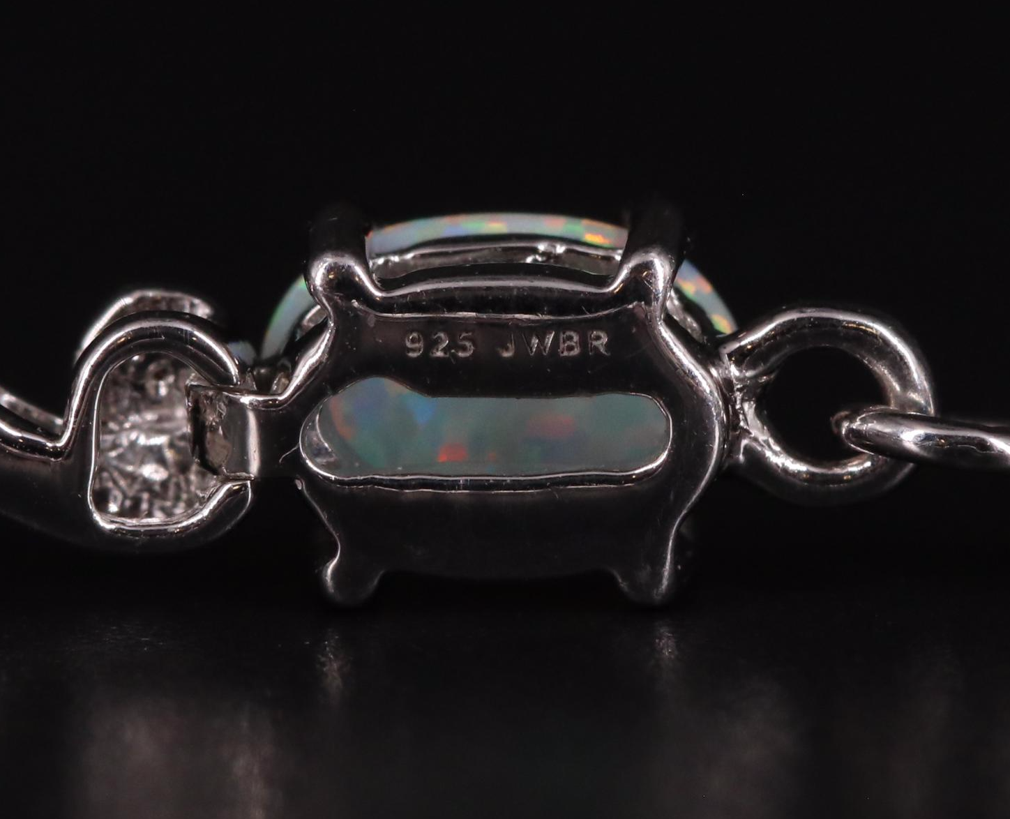 Sterling Silver Opal and Diamond Bracelet