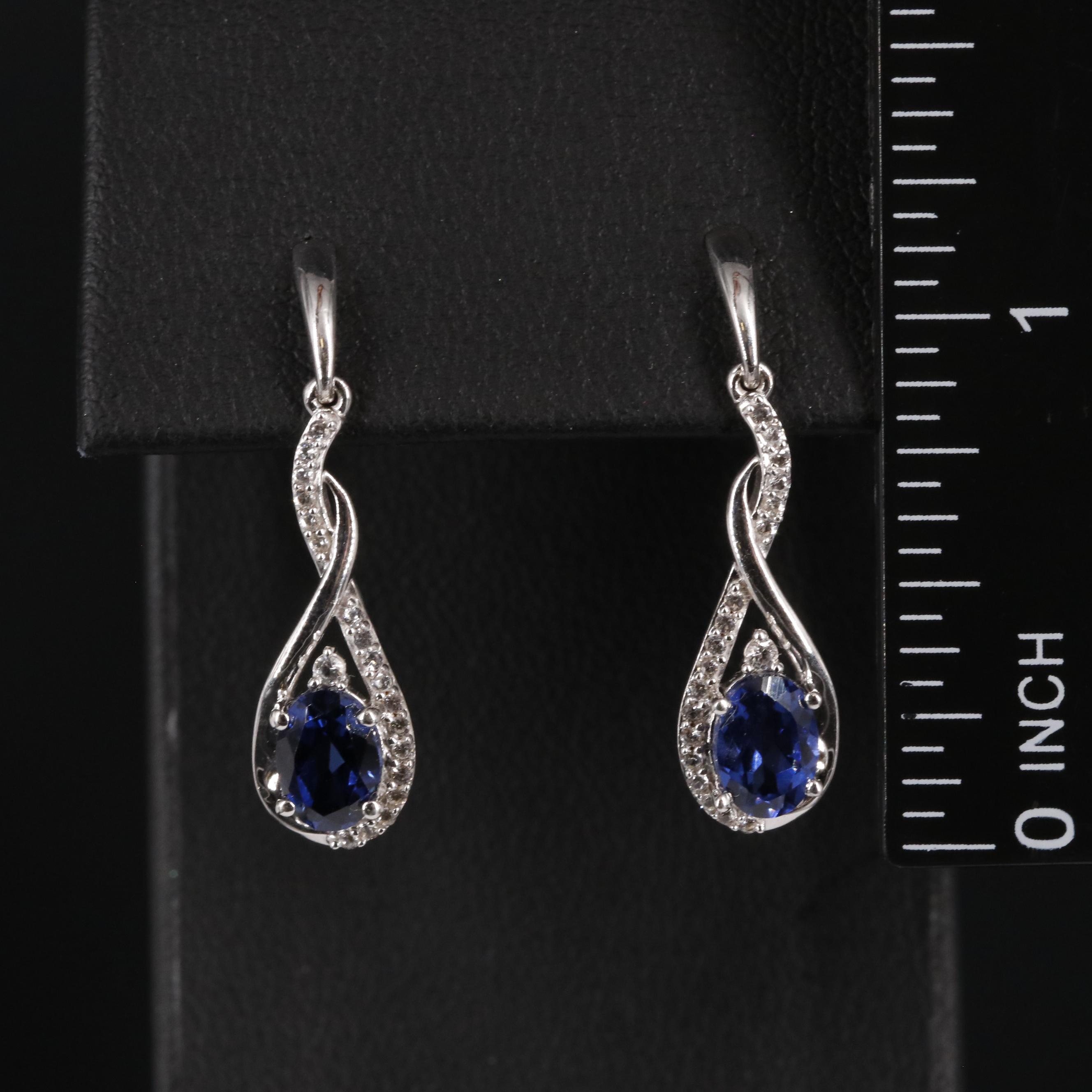 Sterling Silver and Sapphire Drop Earrings