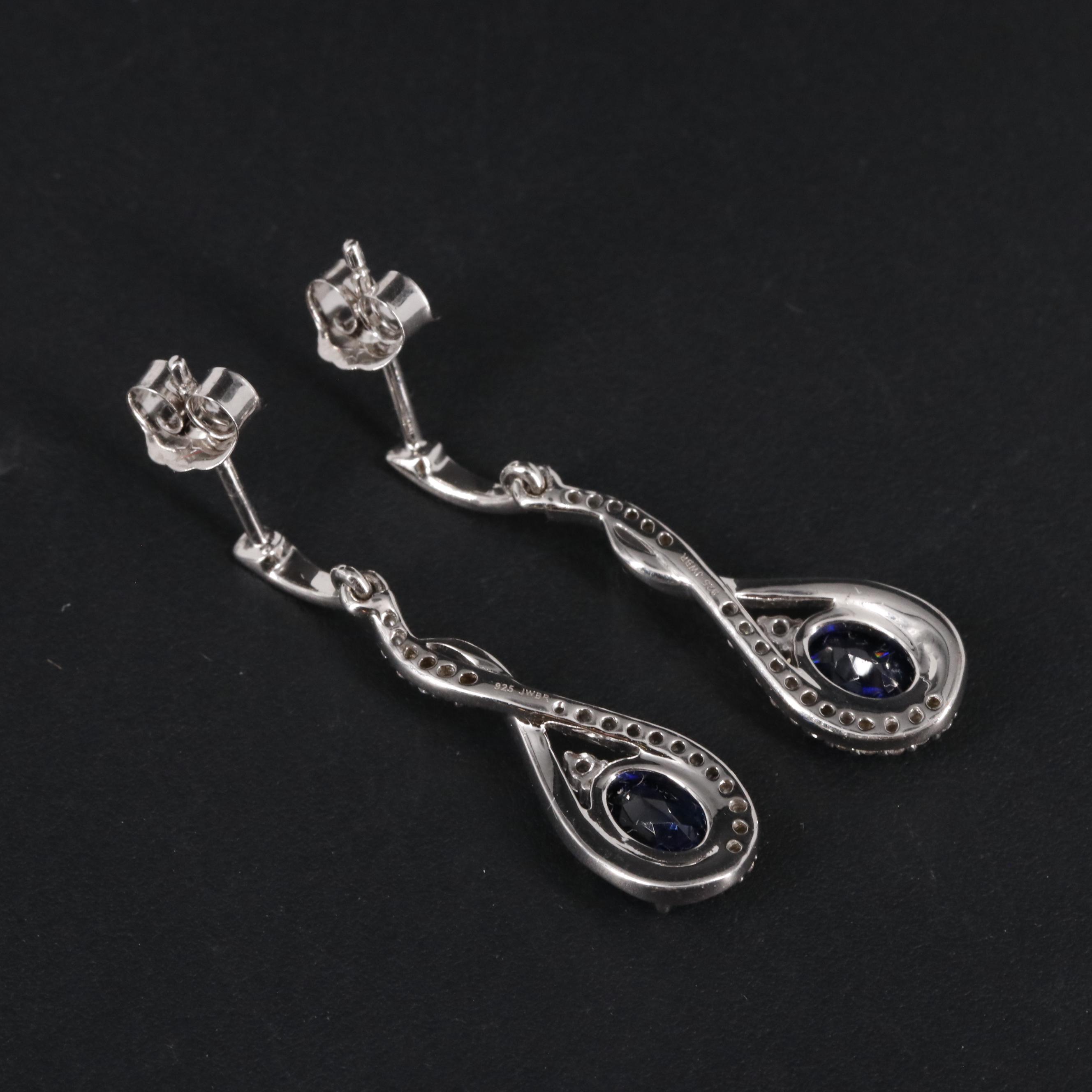 Sterling Silver and Sapphire Drop Earrings