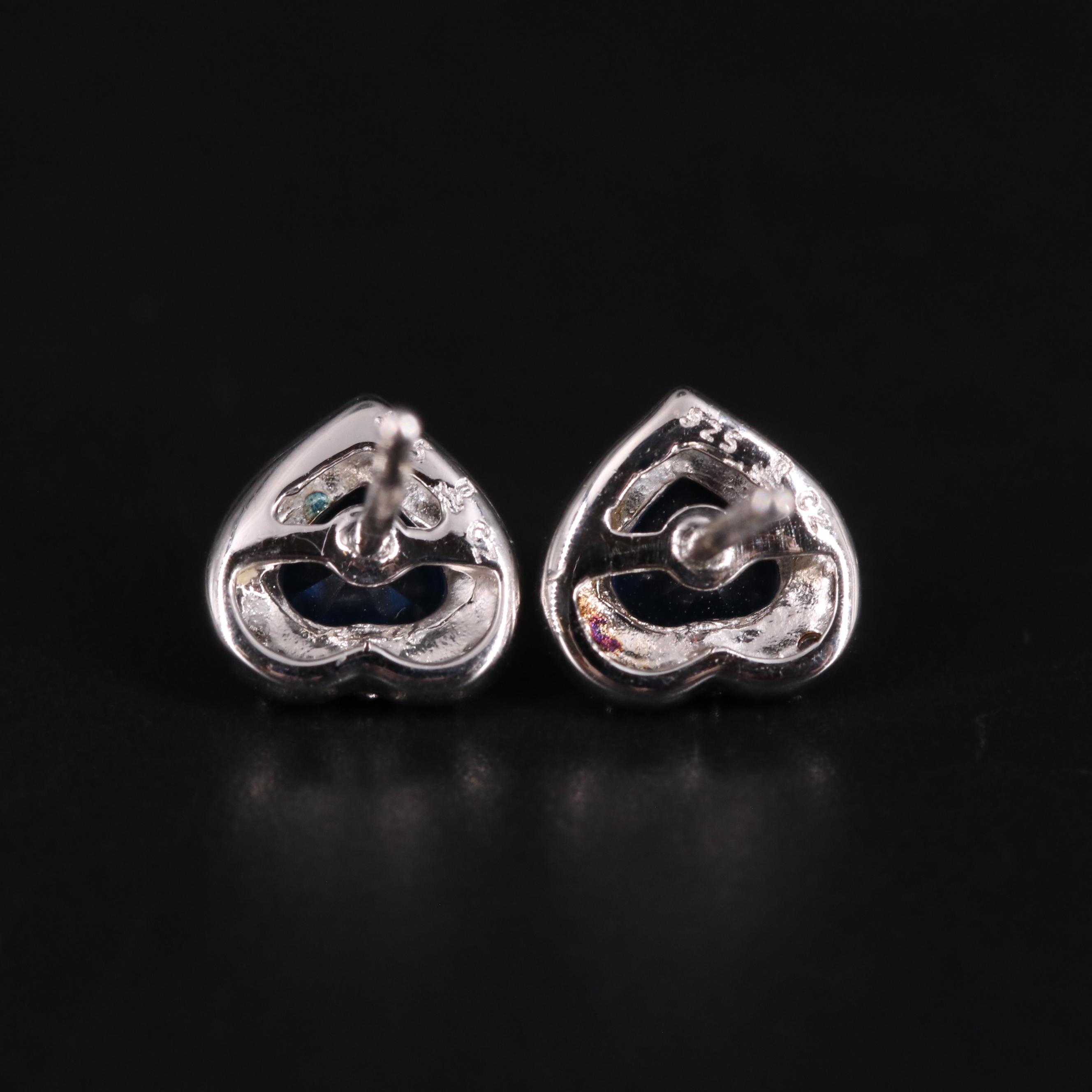 Sterling Silver Glass and Cubic Zirconia Stud Earrings