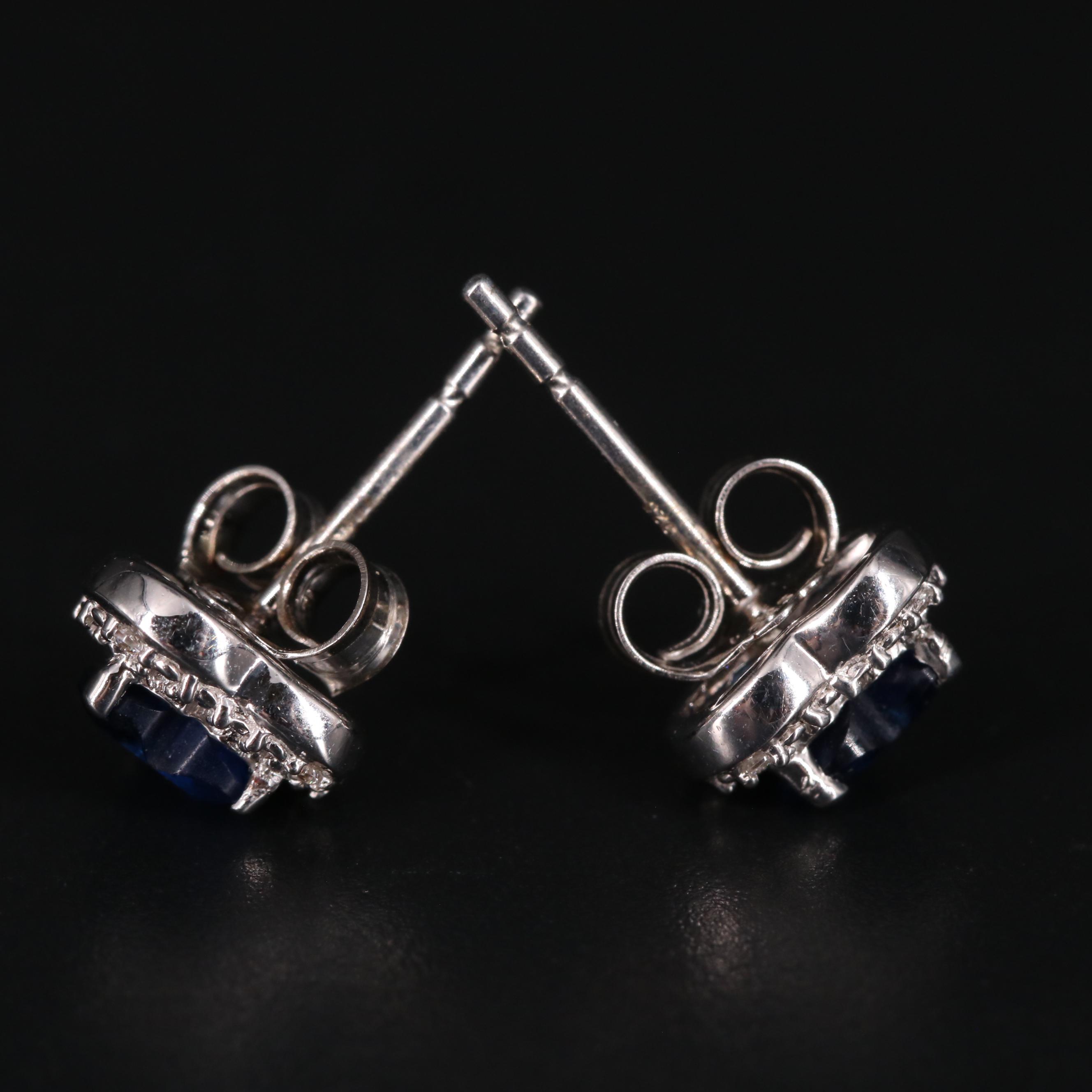 Sterling Silver Glass and Cubic Zirconia Stud Earrings