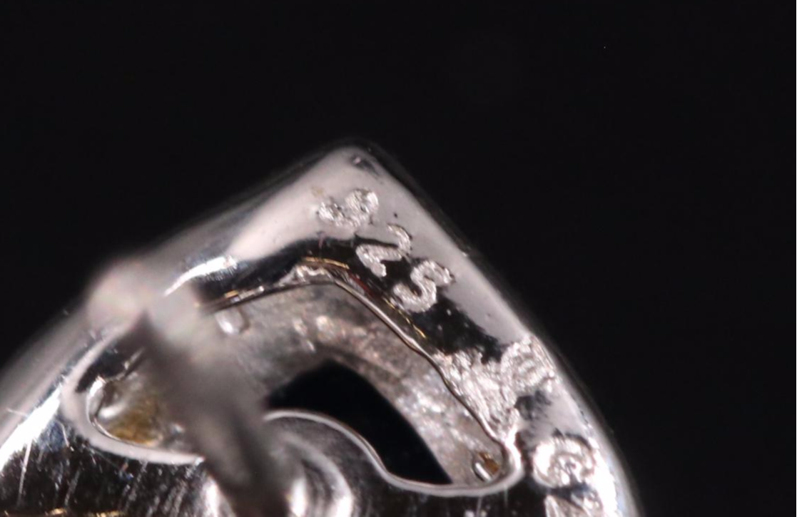 Sterling Silver Glass and Cubic Zirconia Stud Earrings