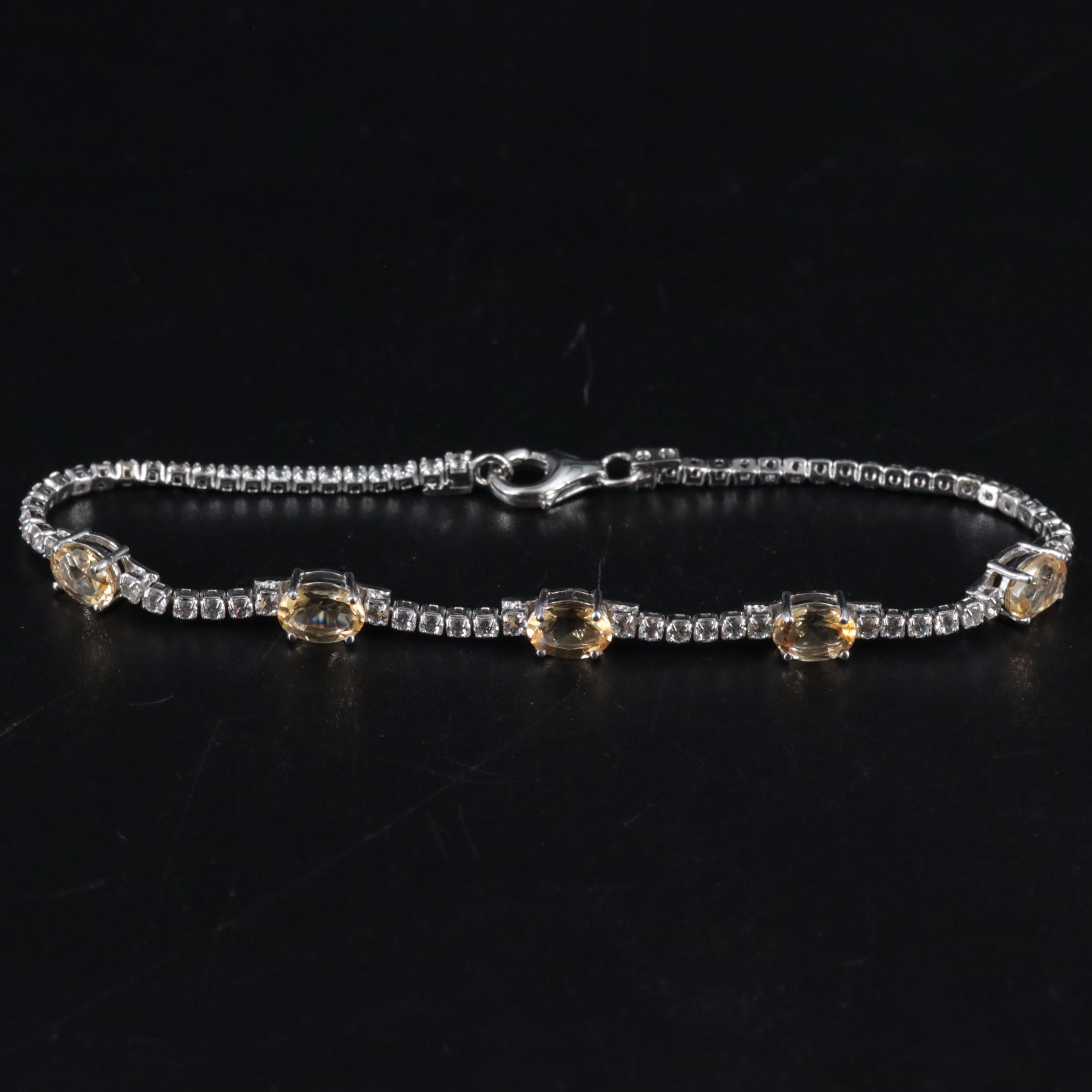 Sterling Silver Citrine and Sapphire Bracelet