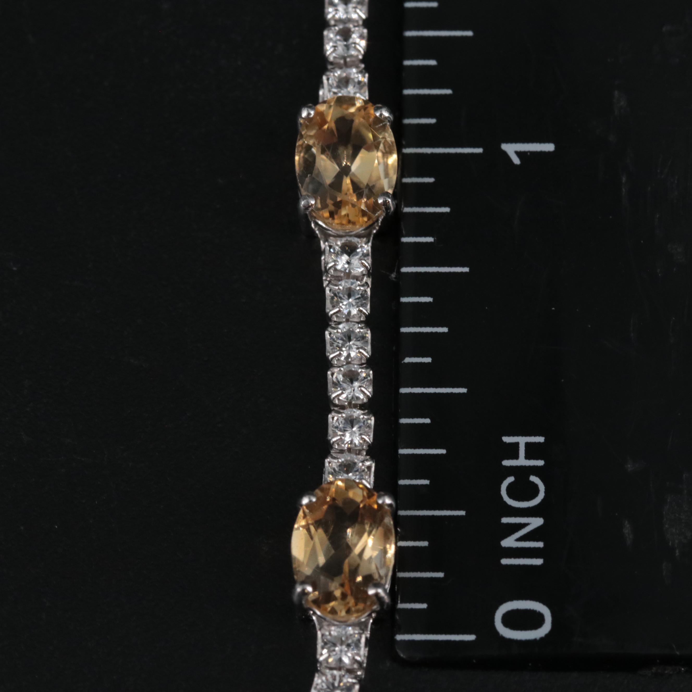 Sterling Silver Citrine and Sapphire Bracelet