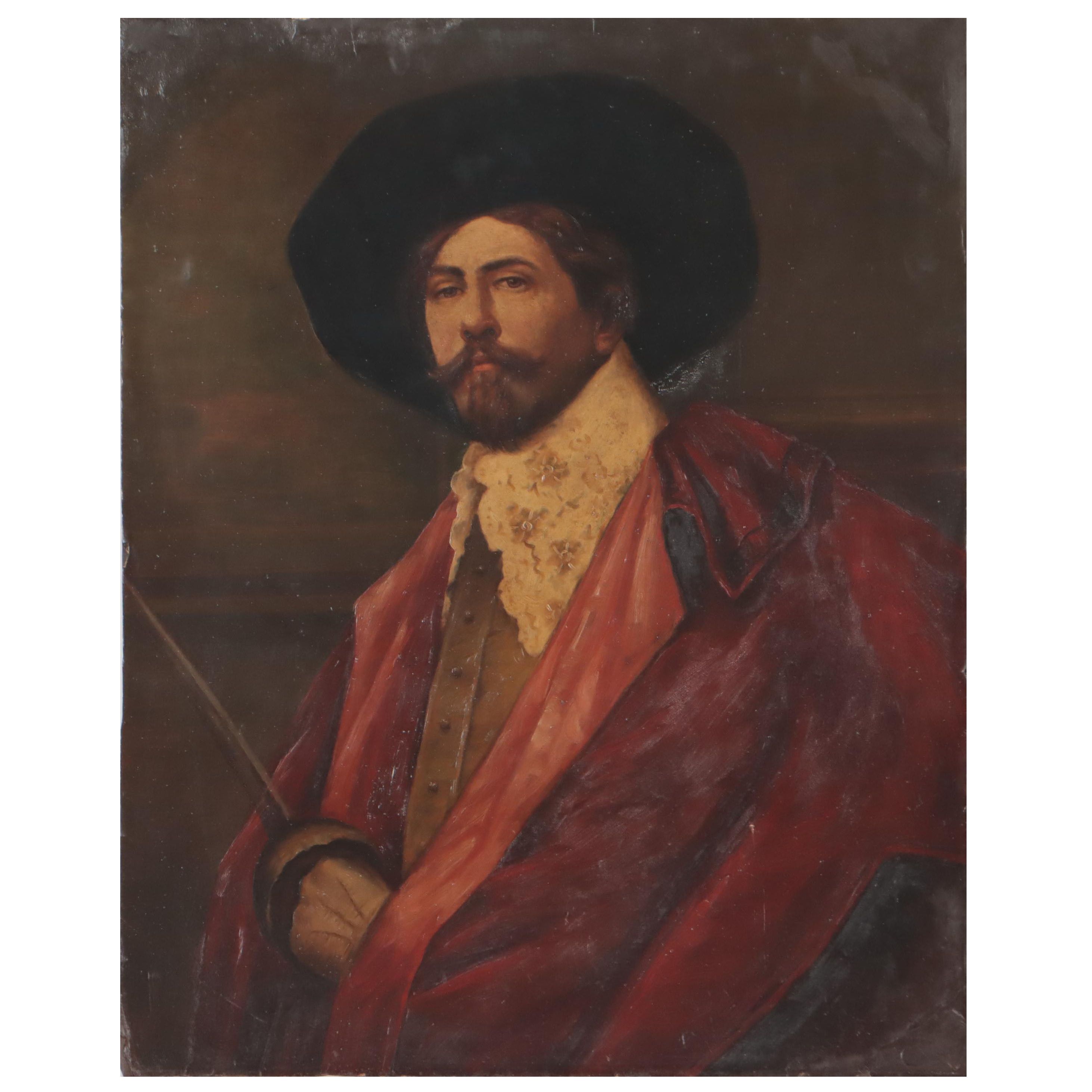 Portrait Oil Painting of French Cavalier, 19th Century
