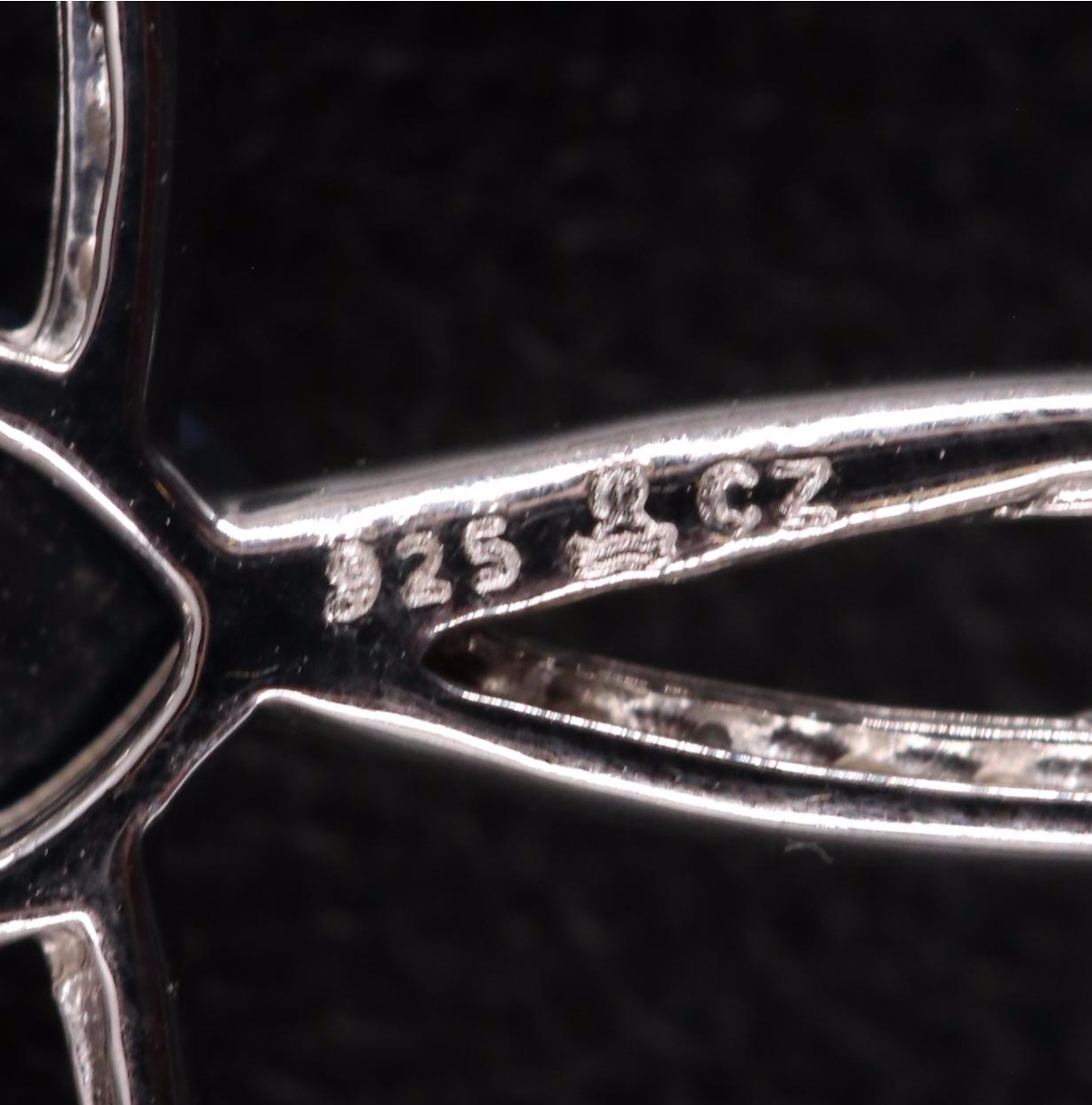 Sterling Silver Glass and Cubic Zirconia Cross Pendant Necklace