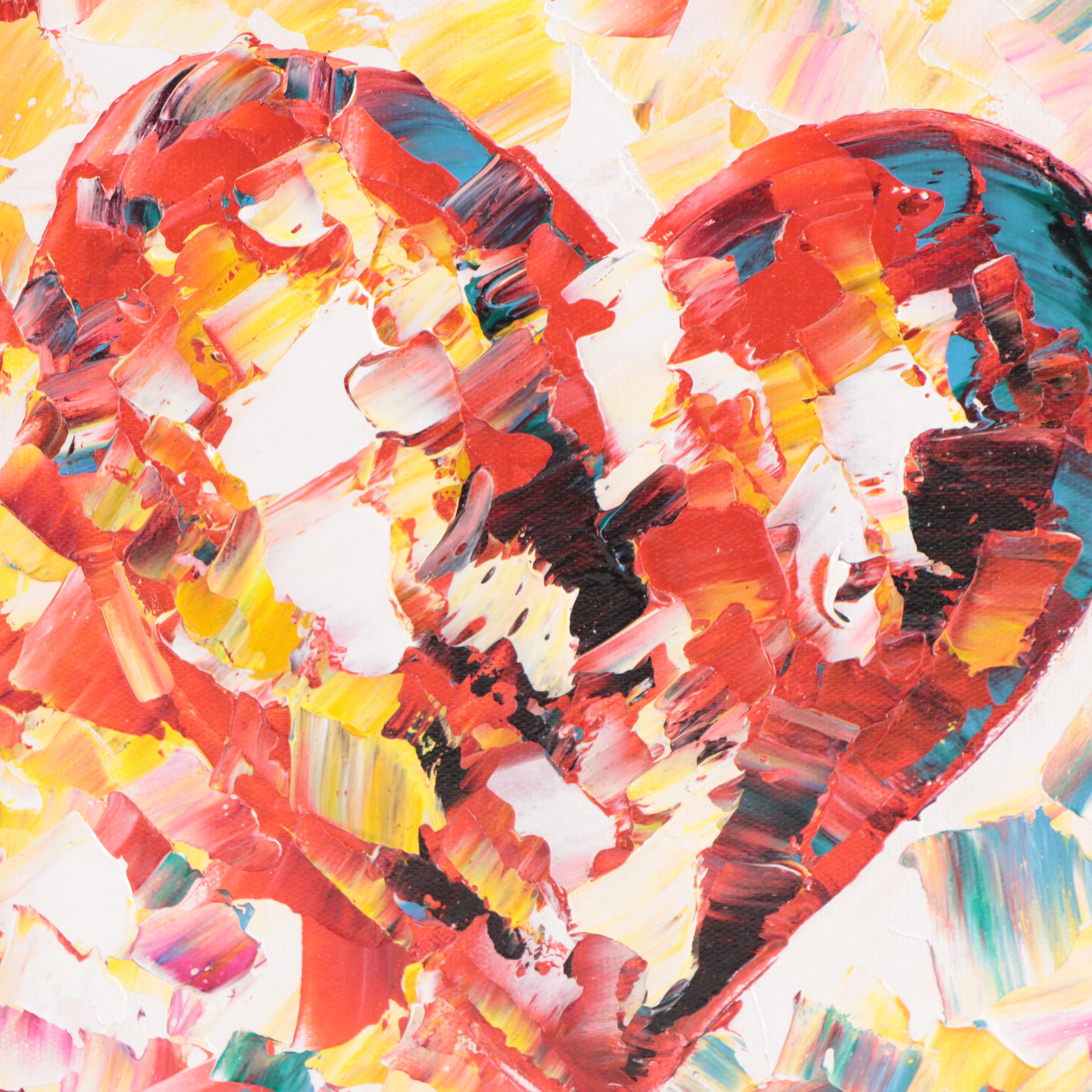 Bing Acrylic Painting of Heart, 21st Century