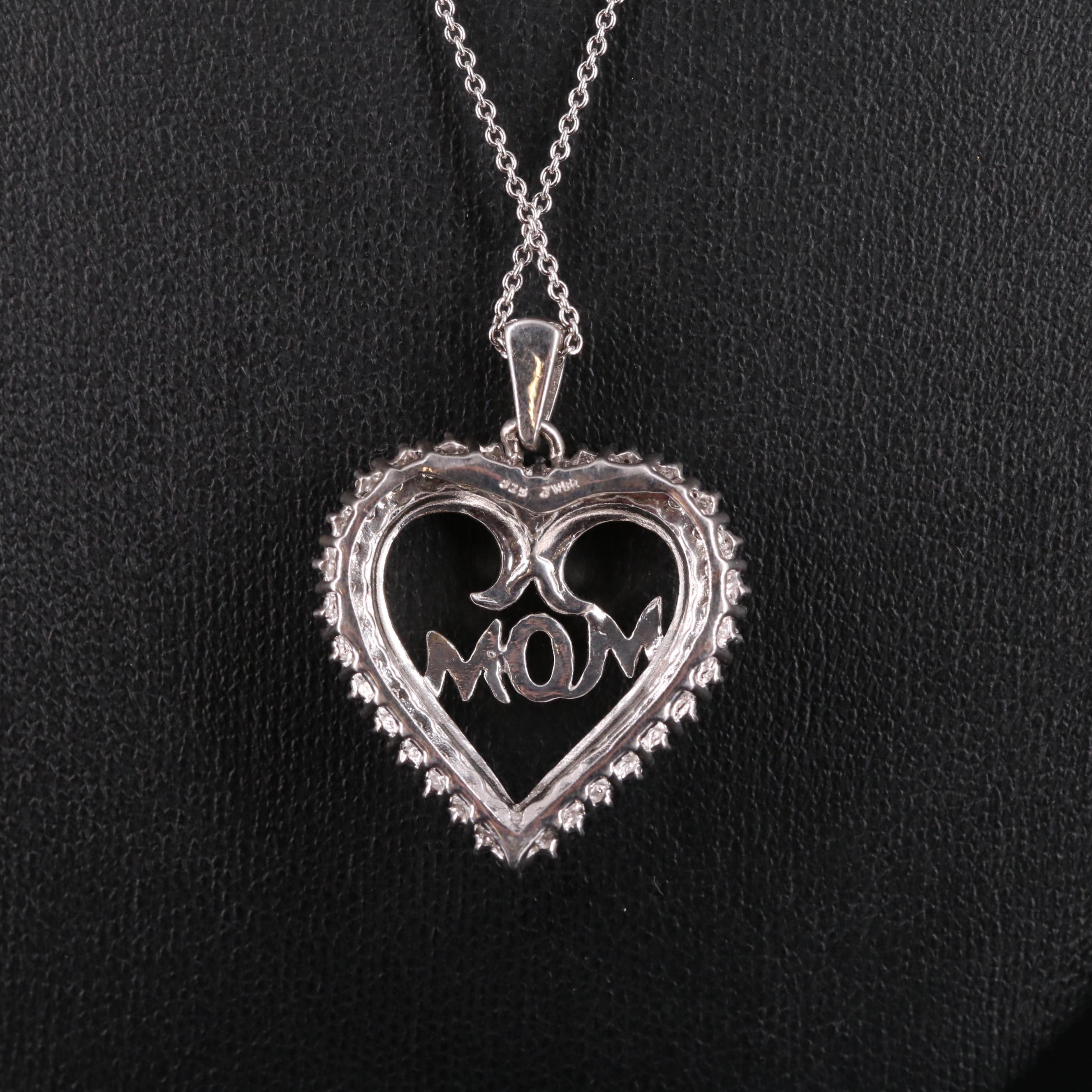 Sterling Silver Amethyst, Topaz, and Diamond Mom Necklace