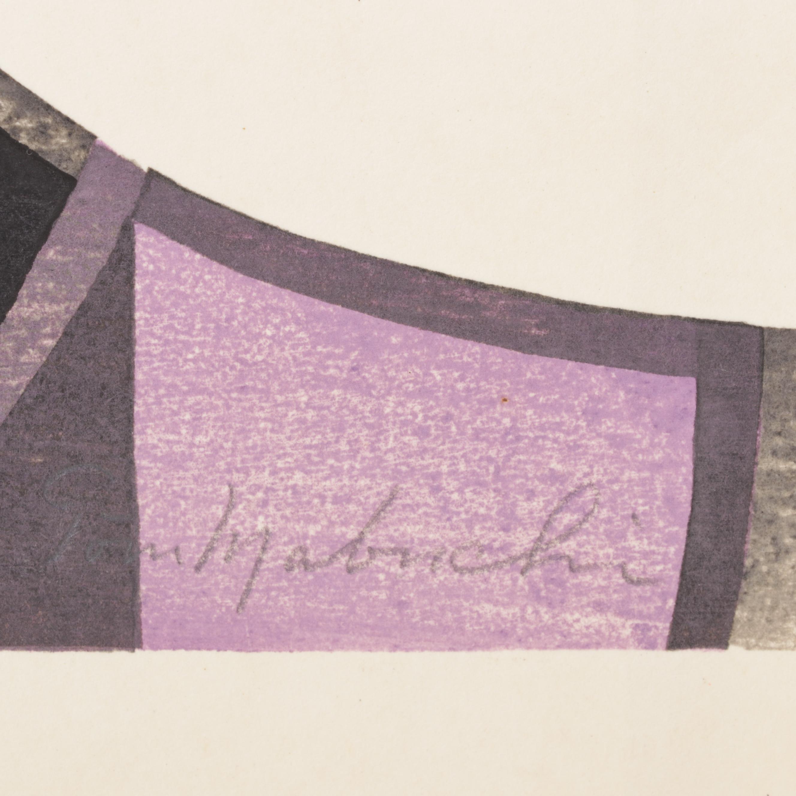 Mabuchi Toru Modernist Still Life Woodblock, Circa 1965