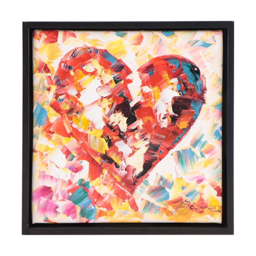 Bing Acrylic Painting of Heart, 21st Century