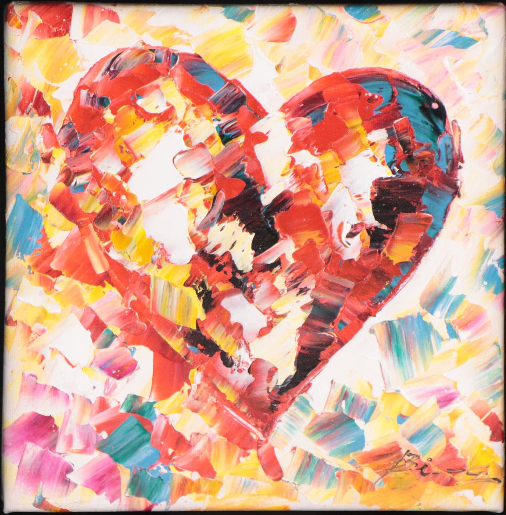 Bing Acrylic Painting of Heart, 21st Century
