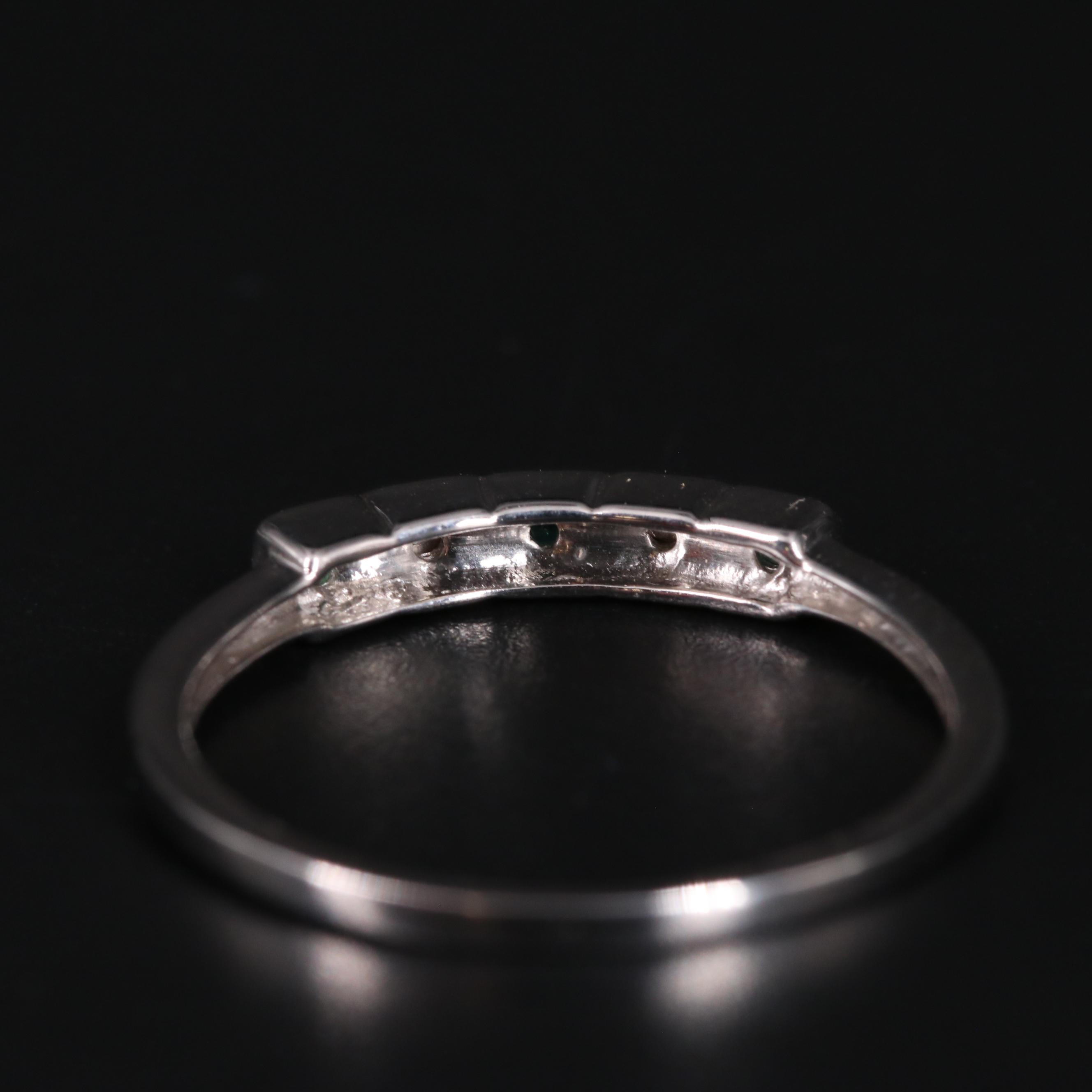 Sterling Silver Emerald and Diamond Ring