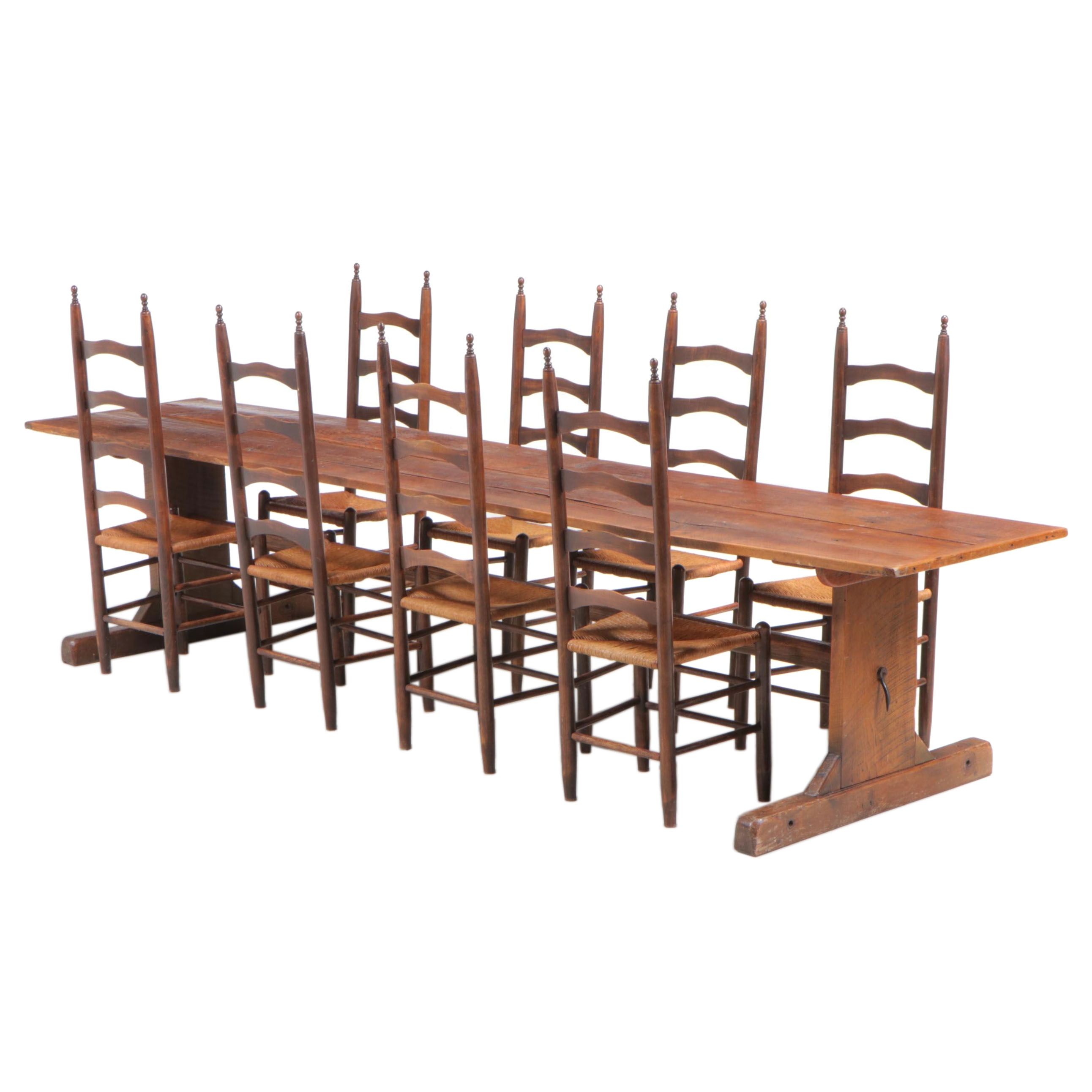 Nine-Piece American Colonial Style Dining Set