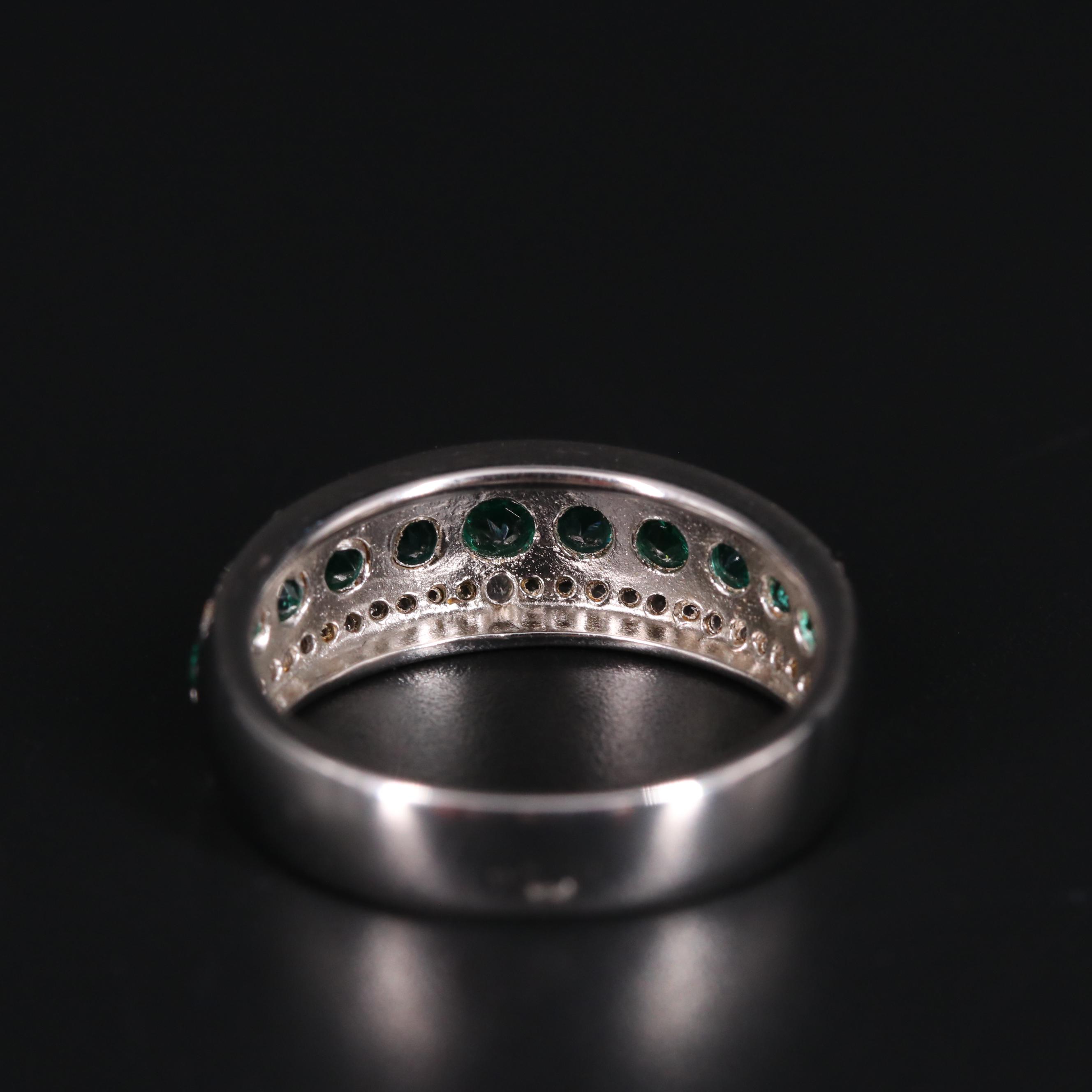 Sterling Silver Emerald and Sapphire Ring