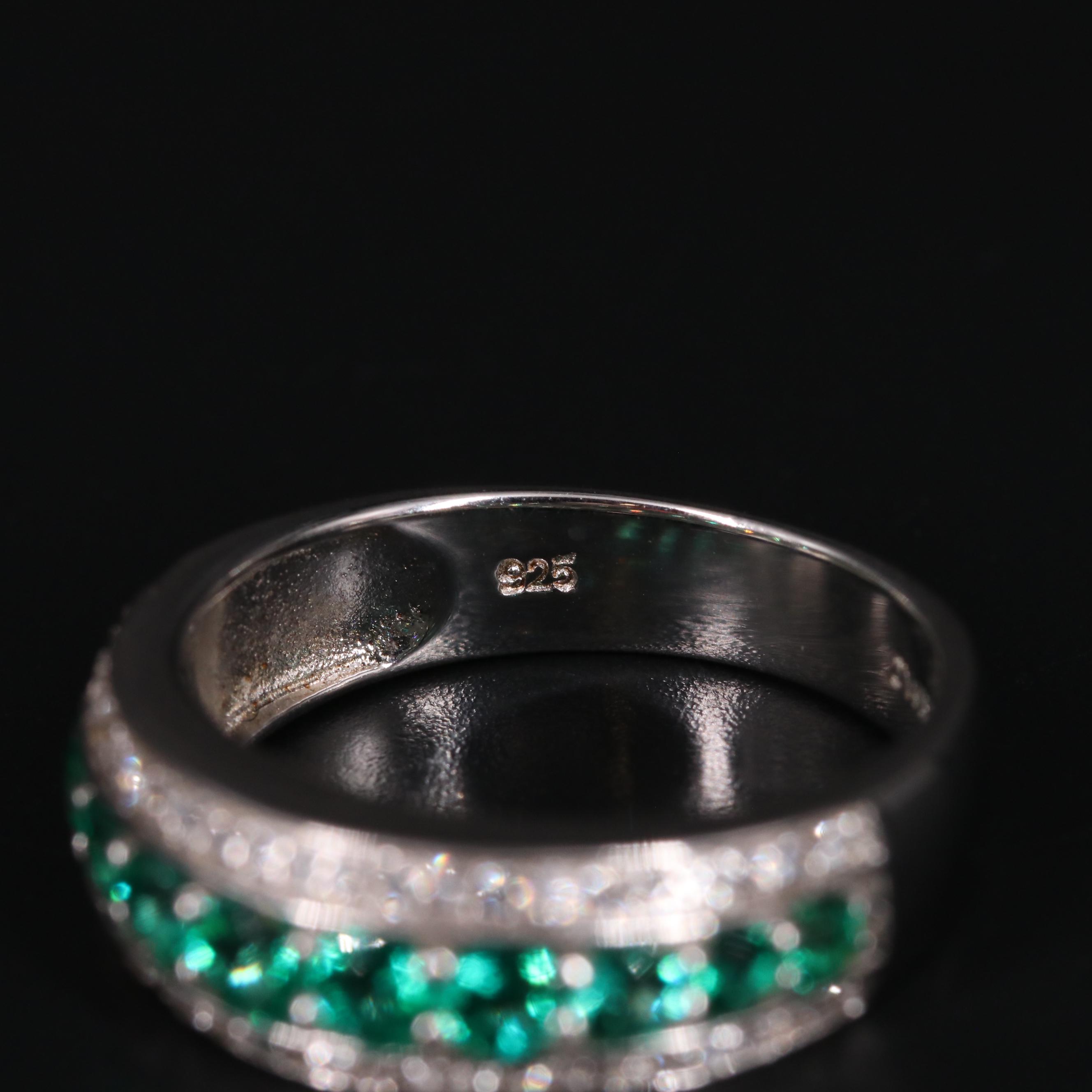 Sterling Silver Emerald and Sapphire Ring